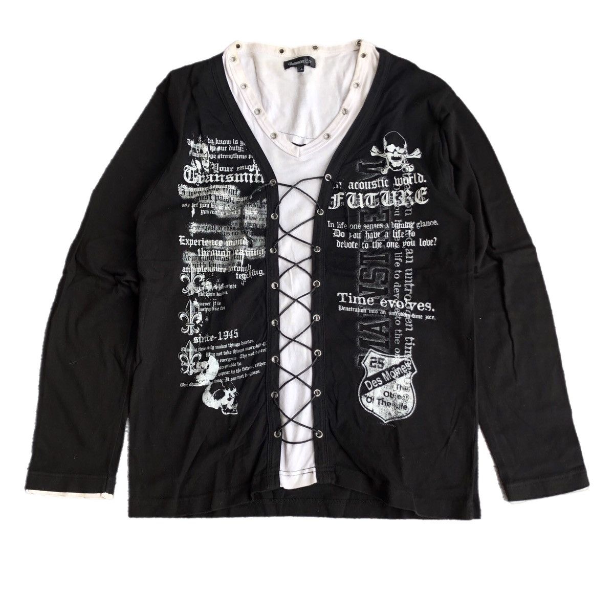 Japanese Brand Beaumont carr lace up poem words double layer longsleeve Size US L / EU 52-54 / 3 - 1 Thumbnail
