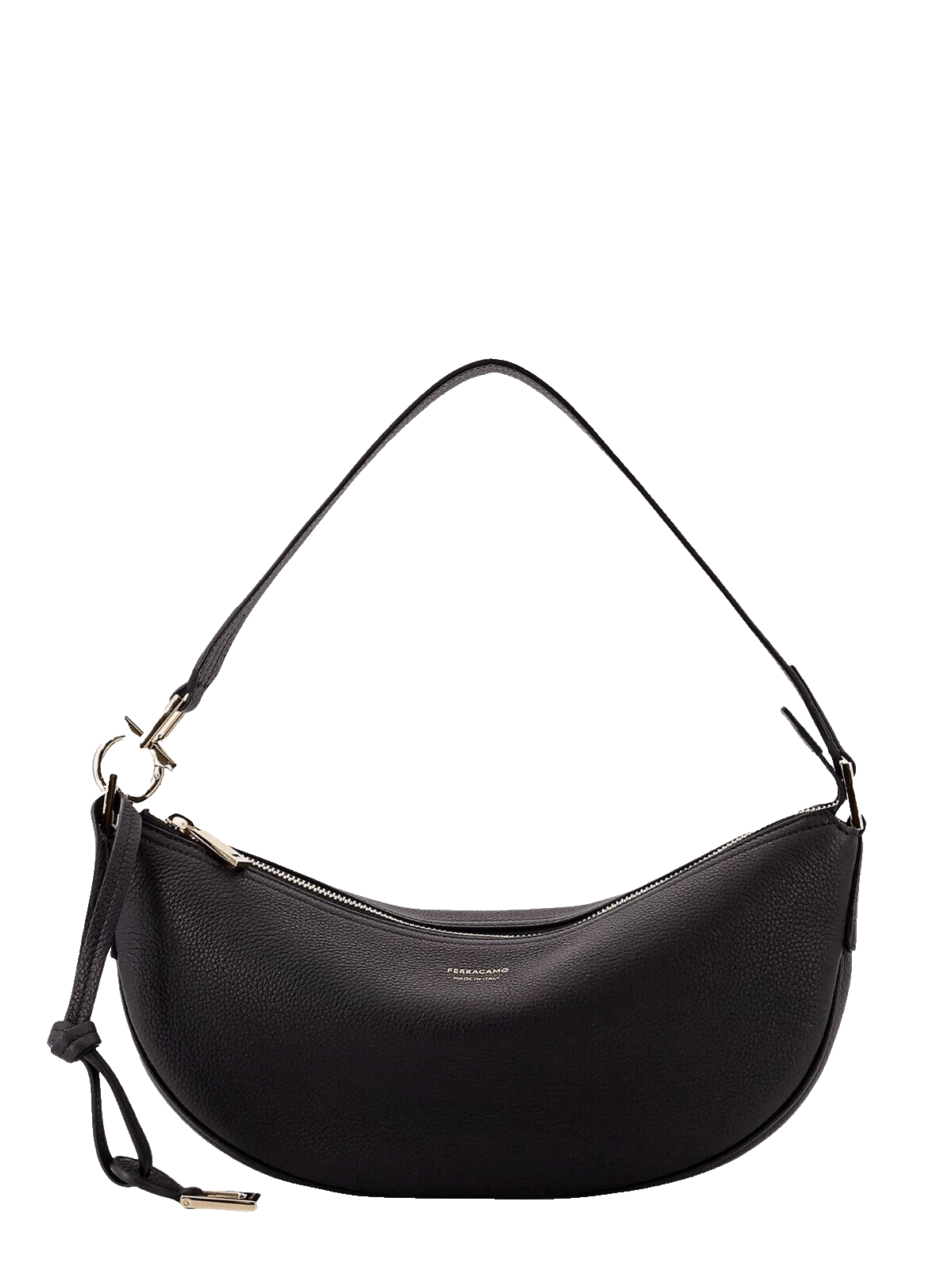 FERRAGAMO Black Leather Small Hobo Bag New And Authentic