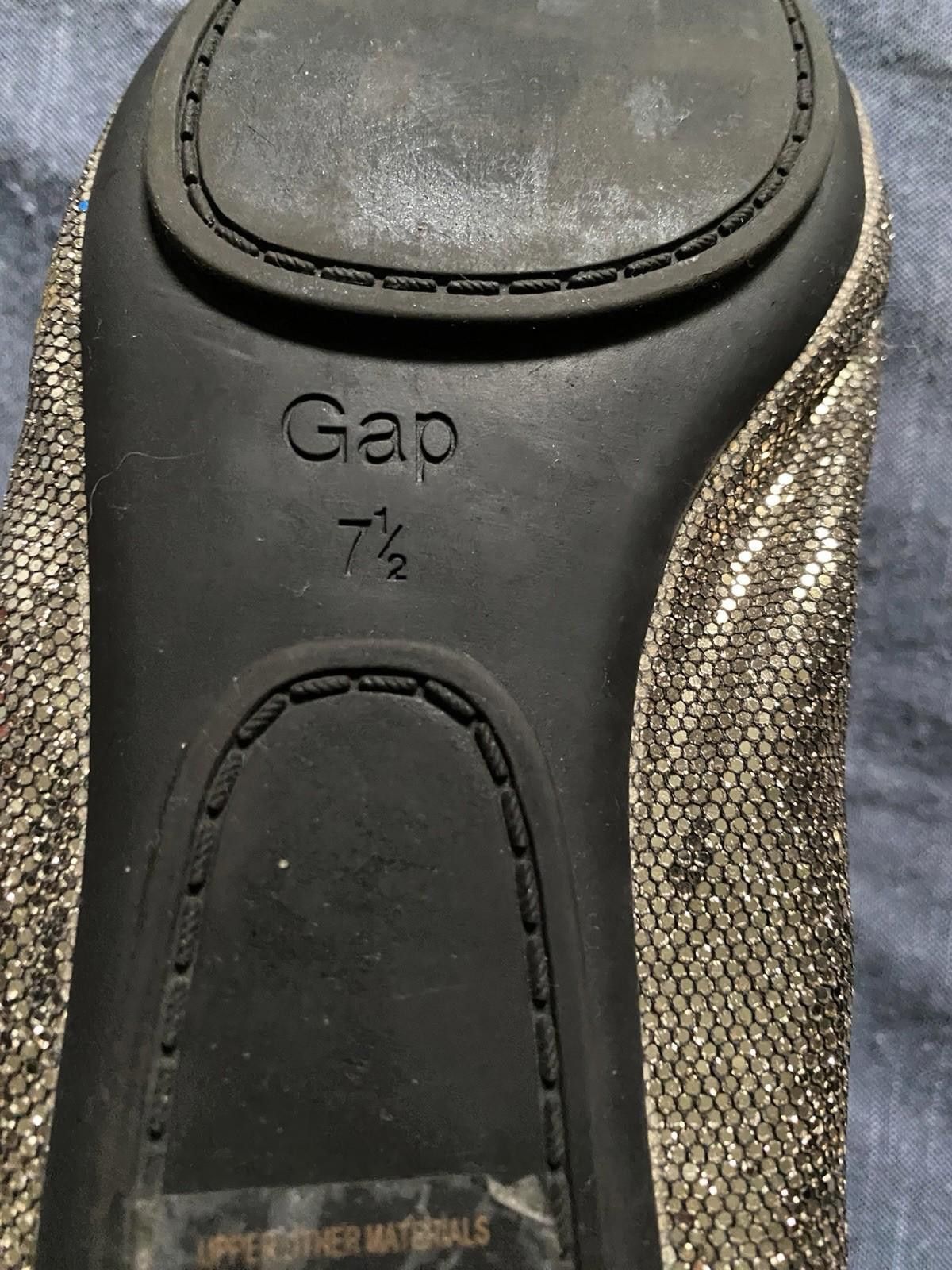 Gap Women's 7.5 Sparkling Gold W/ black Trim Ballet Flats By Gap Size US 7.5 / IT 37.5 - 3 Thumbnail