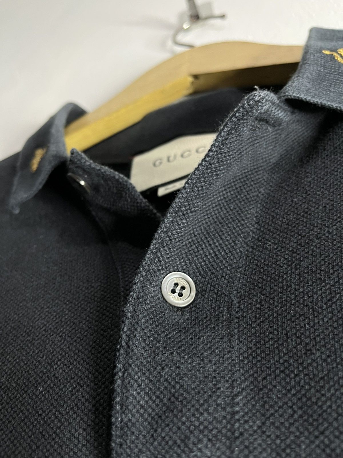 Gucci Black cotton embroidered gold polo shirt Size US S / EU 44-46 / 1 - 6 Thumbnail