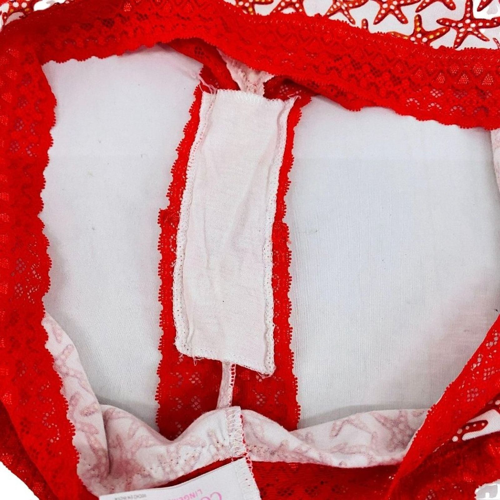 Victoria's Secret Victoria's Secret Red Starfish Lace Trim Cotton Cheeky Panty Size ONE SIZE - 5 Thumbnail