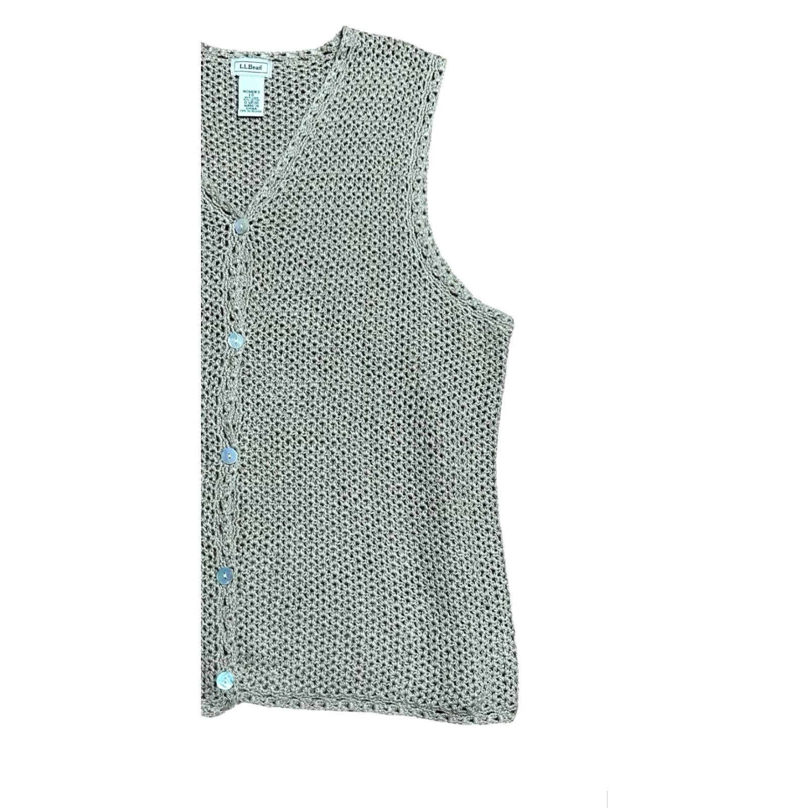 Vintage VINTAGE L.L. Bean Women's Crocheted Vest Brown Knit Open-Knit Bohemian Sz Large 90's Y2K Sleeveless Regular Womens Size L / US 10 / IT 46 - 3 Thumbnail