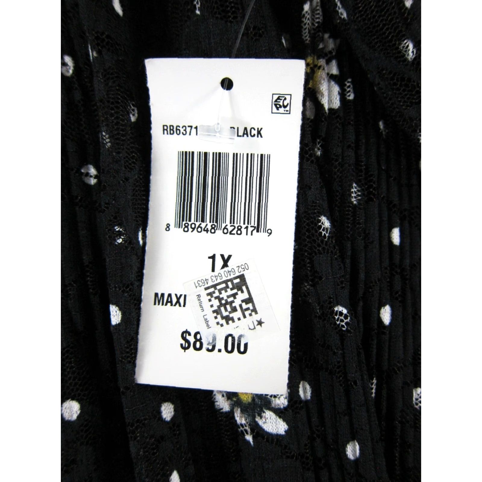 Vintage NWT Robbie Bee Signature Maxi Tank Dress 1X Black Floral Lace Lined Tank Dress Women Size XL / US 12-14 / IT 48-50 - 4 Thumbnail
