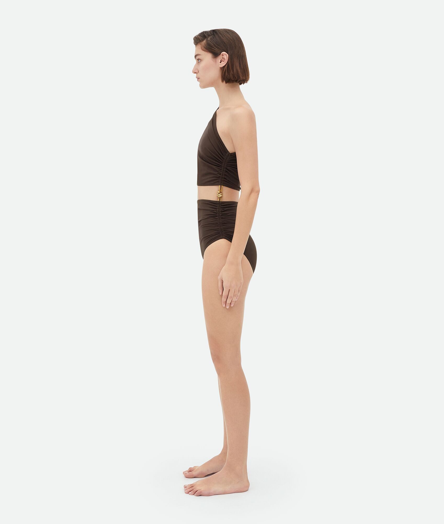 Bottega Veneta o1n1vont1224 Light Nylon Swimsuit With Metal Knot in Brown Size M / US 6-8 / IT 42-44 - 2 Thumbnail