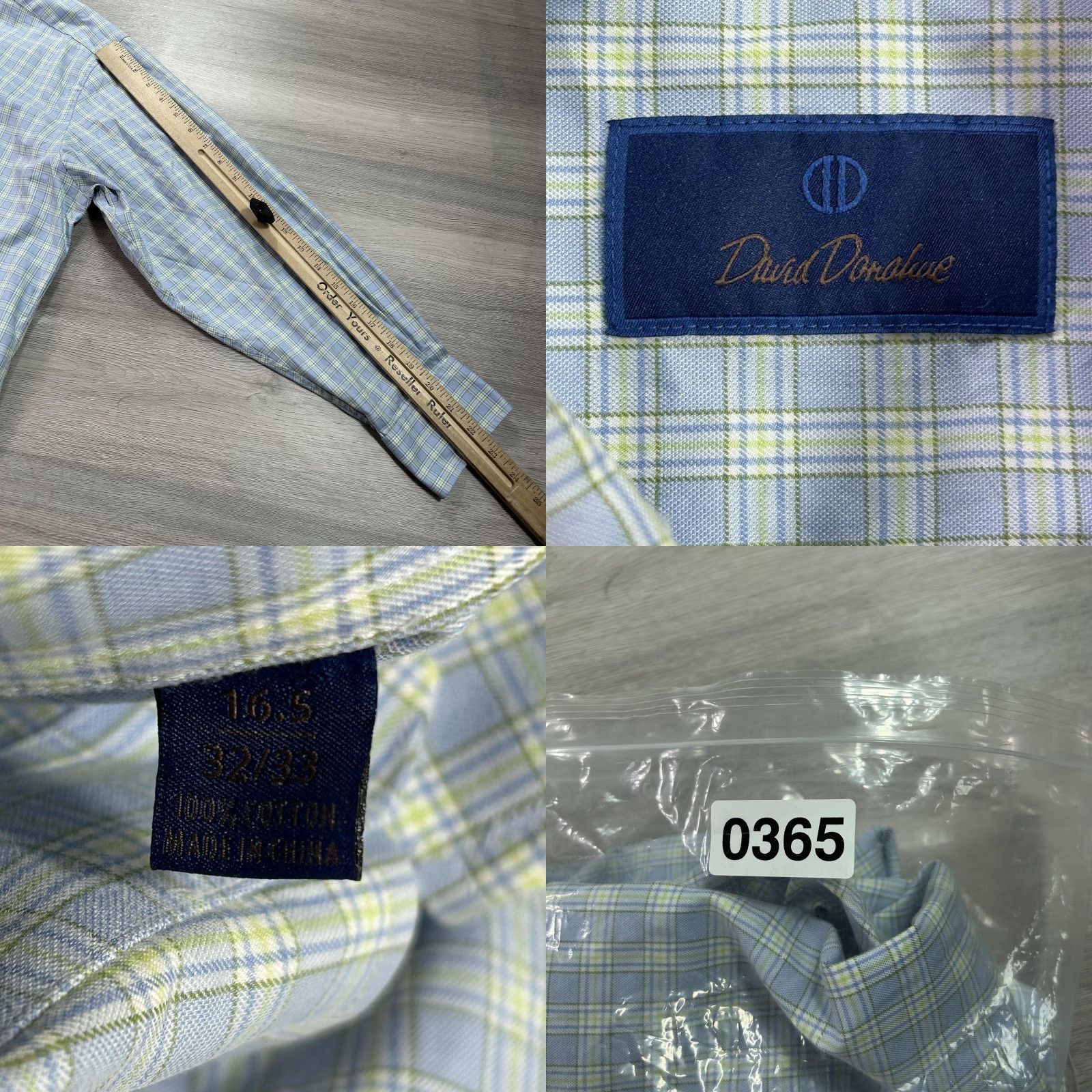 David Donahue David Donahue Shirt Mens 16.5 32/33 Blue Green Plaid Long Sleeve Button Front Dress Shirt Size US XL / EU 56 / 4 - 8 Thumbnail