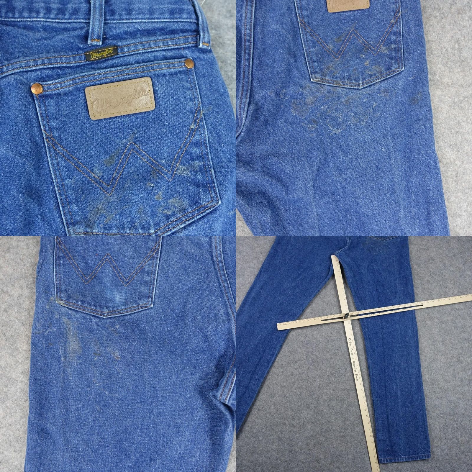 Wrangler Wrangler Jeans Mens 36x35 13MWZ Blue Cowboy Cut Workwear Denim Straight 5-Pocket Regular Inseam 34" Size 36 Mens Blue Stained Size US 36 / EU 52 - 9 Thumbnail
