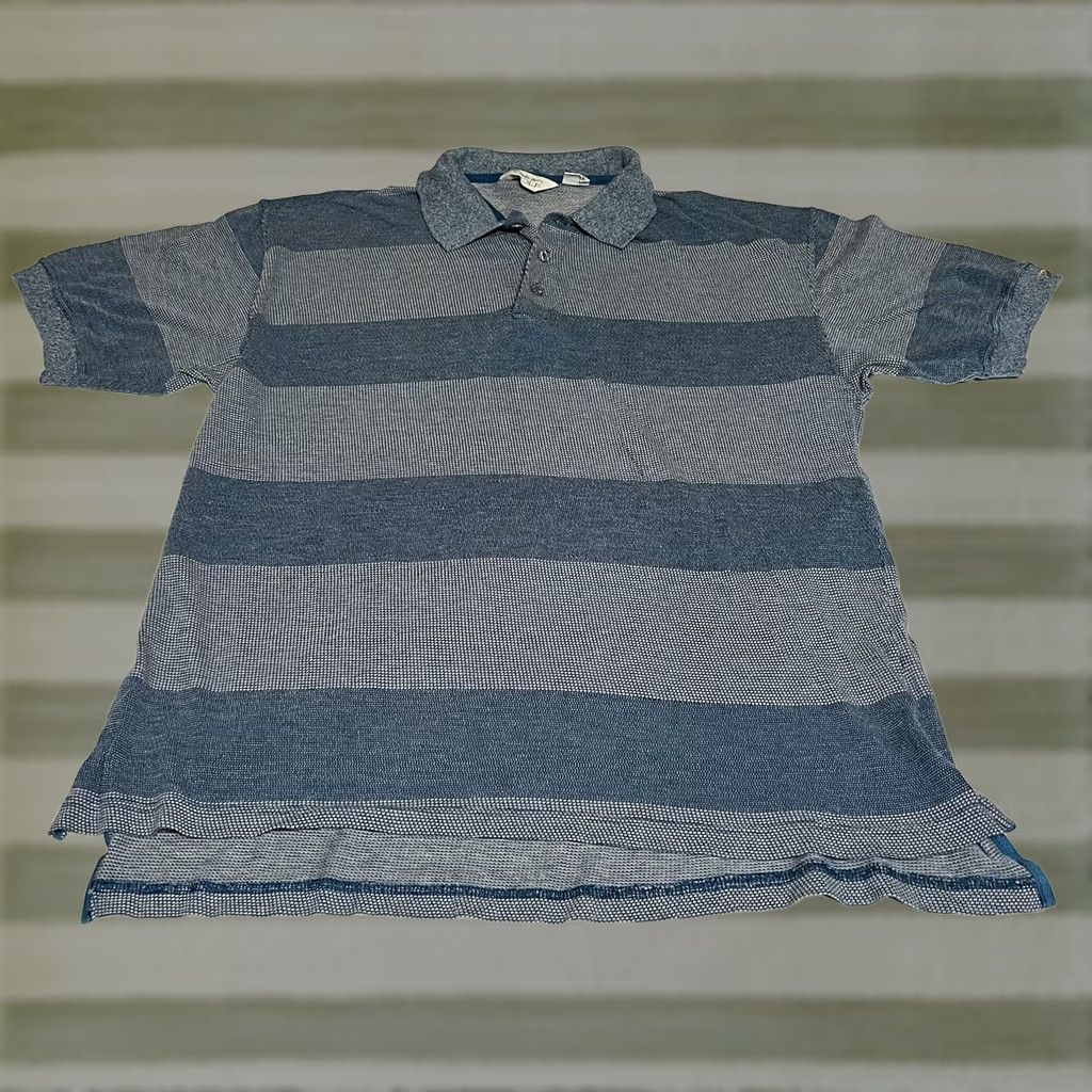Reebok VINTAGE Reebok Golf Polo Shirt Blue 100% Cotton Striped L Men’s Large Polo Shirt Mens Golf 90s Classic Size US L / EU 52-54 / 3 - 1 Thumbnail