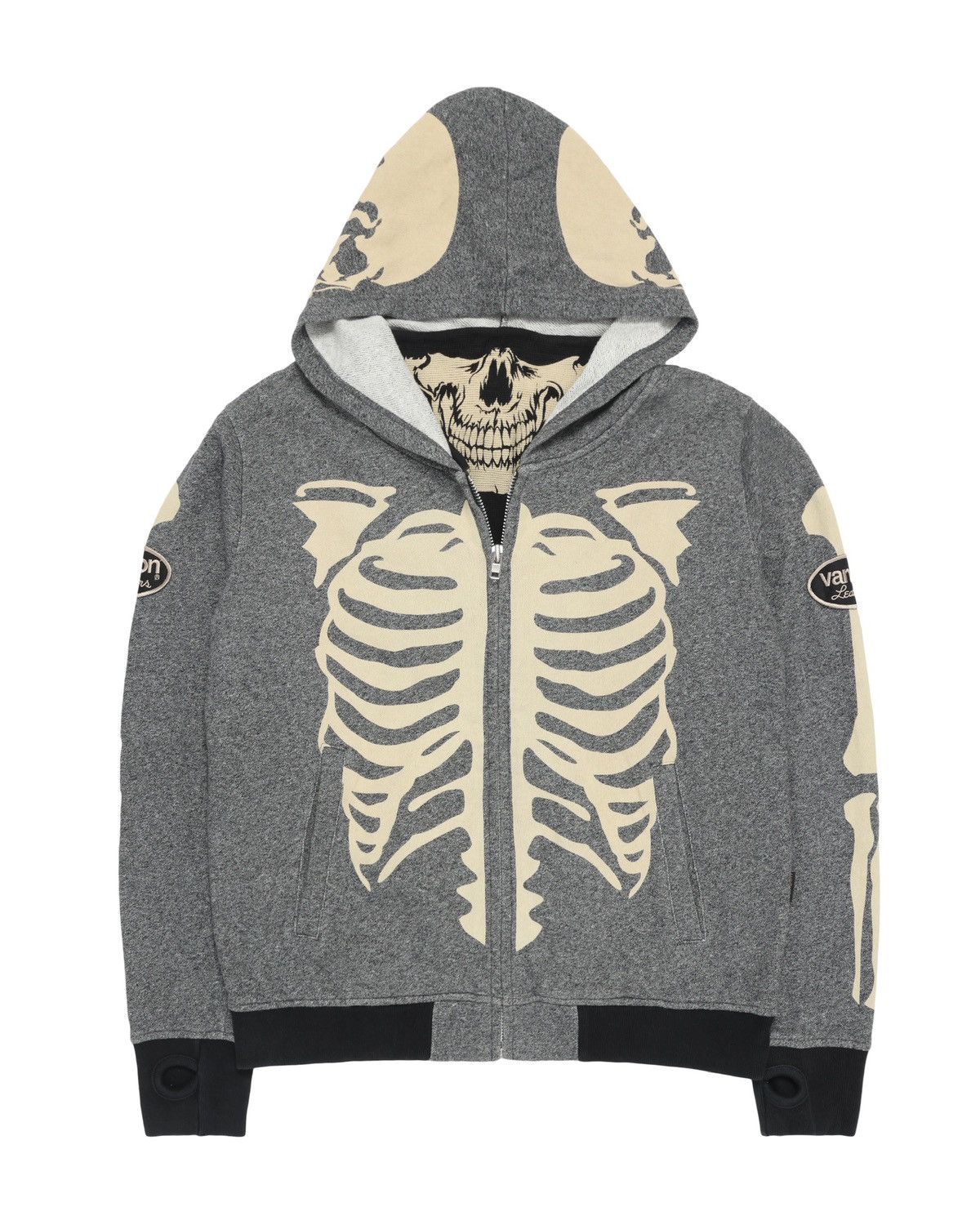 Vanson skeleton mask zip hoodie.