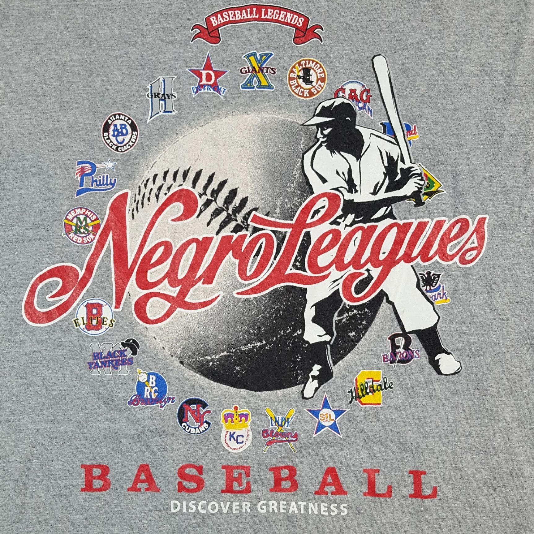 MLB VINTAGE Negro League Baseball Men's L Retro 90s Black History T Shirt MLB Gray Cotton Embroidered Logo Shirt Mens Size US L / EU 52-54 / 3 - 3 Thumbnail