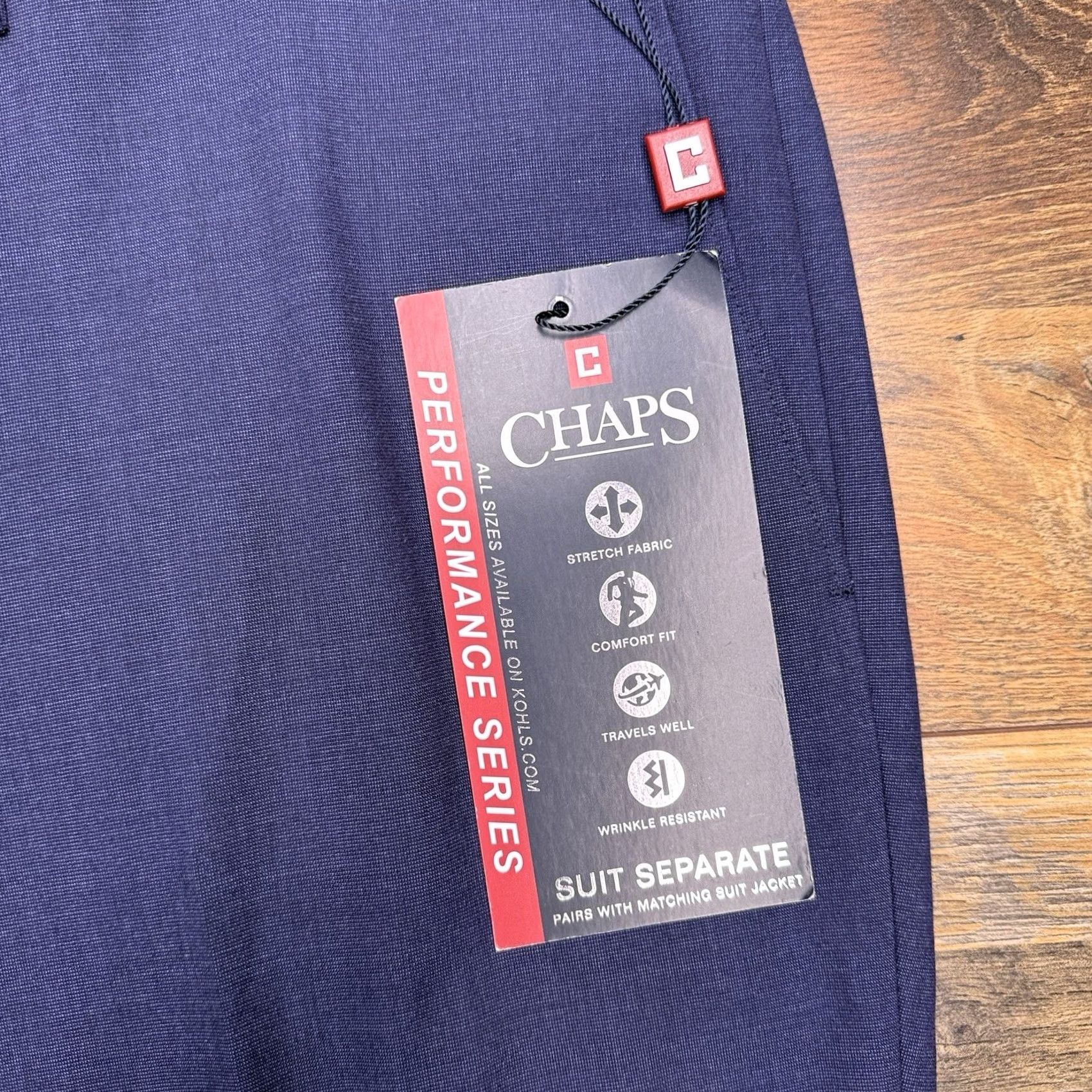 Chaps Chaps Dress Pants Mens 42x30 Blue Flat Front Stretch Regular Size US 42 / EU 58 - 5 Thumbnail