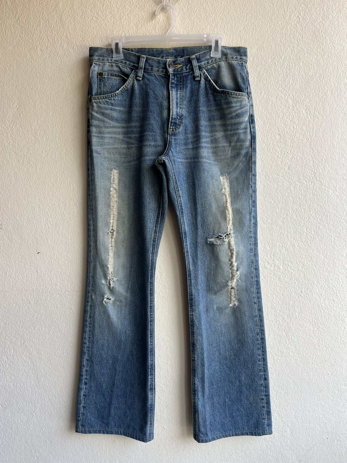 Lee × Vintage VTG 2000s Lee Riders Sanforized Dirty Mud Denim Flare Jeans Size US 32 / EU 48 - 2 Thumbnail