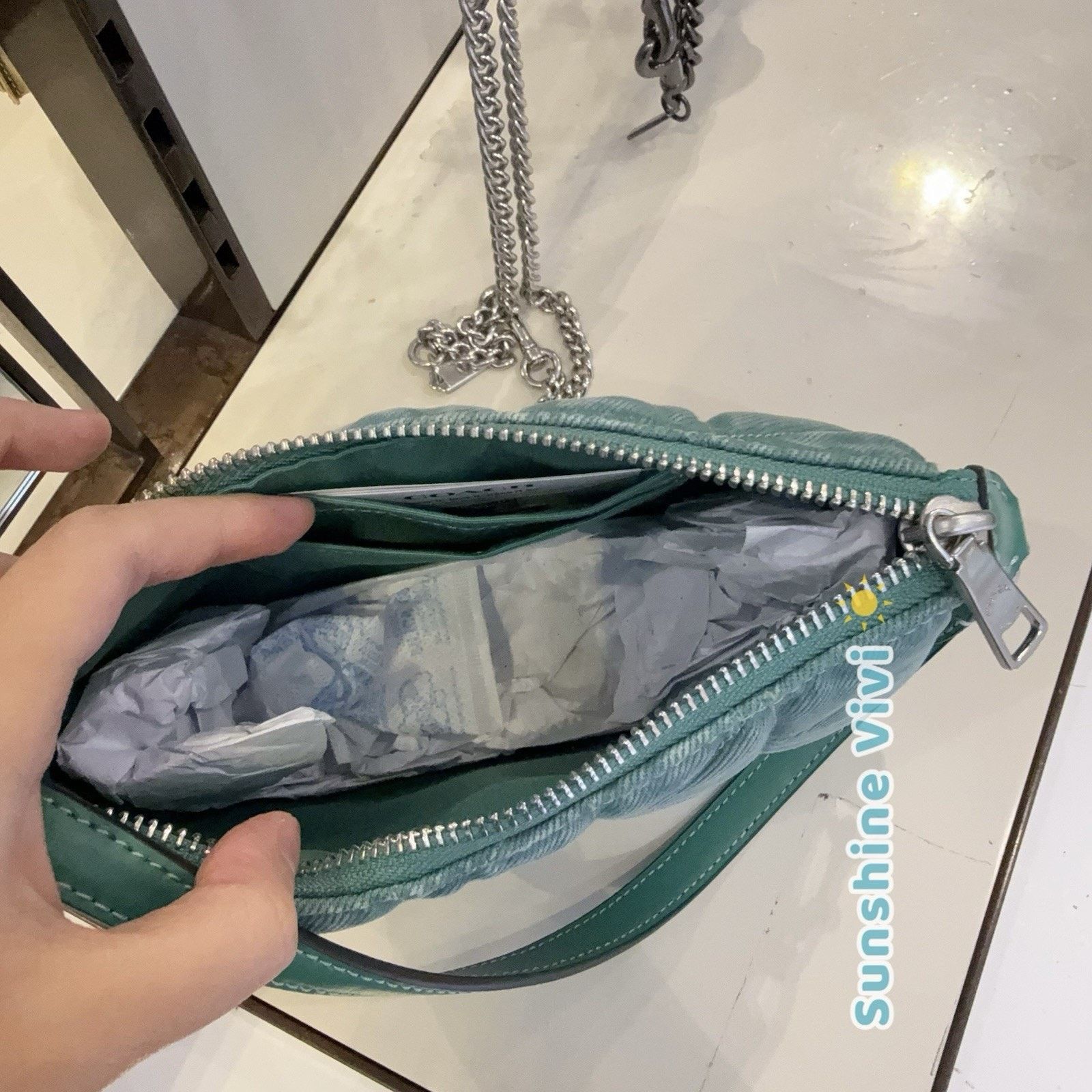 Coach NWT Coach Nolita 19 CBK58 Denim and smooth leather Ivy/Green Size ONE SIZE - 11 Thumbnail