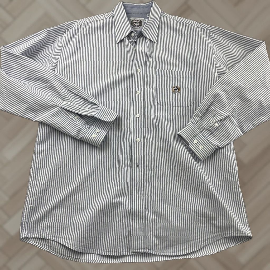 Vintage Cinch Striped Long Sleeve 100% Cotton Button Front Shirt XL Blue White Mens Shirt Size US XL / EU 56 / 4 - 1 Thumbnail