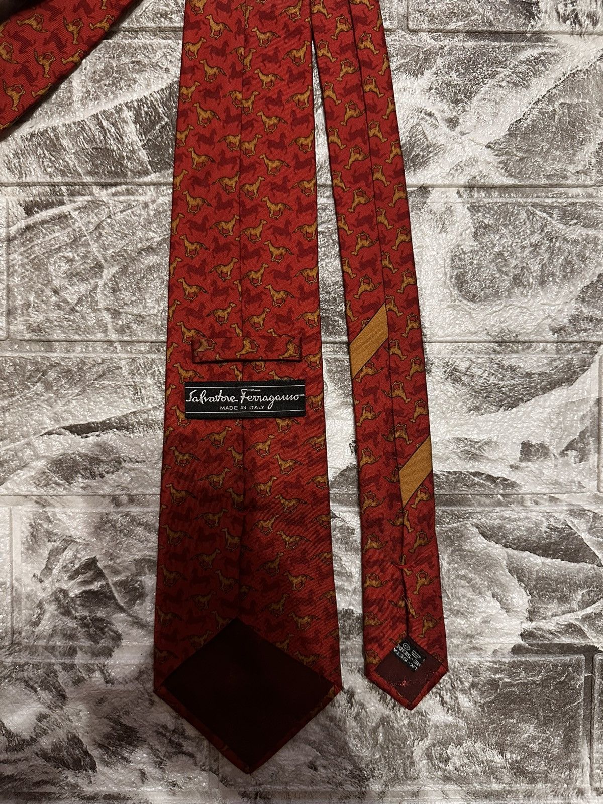 Salvatore Ferragamo Salvatore Ferragamo 100% Silk Tie Geometric Print Rad Italy Size ONE SIZE - 4 Thumbnail