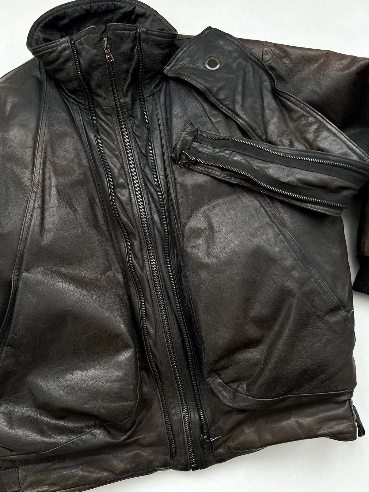 Marithe + Francois Girbaud 🔥1980s Marithe Francois Girbaud Leather Down Aviation Bomber Size US XL / EU 56 / 4 - 15 Thumbnail