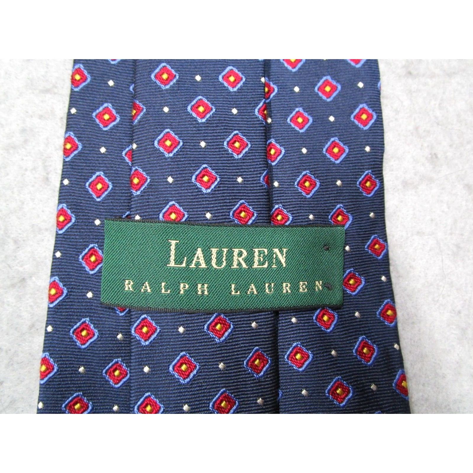 Ralph Lauren VINTAGE Lauren Ralph Lauren Men's Blue Silk Neck Tie Geometric Abstract Classic Work Made in USA Size ONE SIZE - 2 Thumbnail