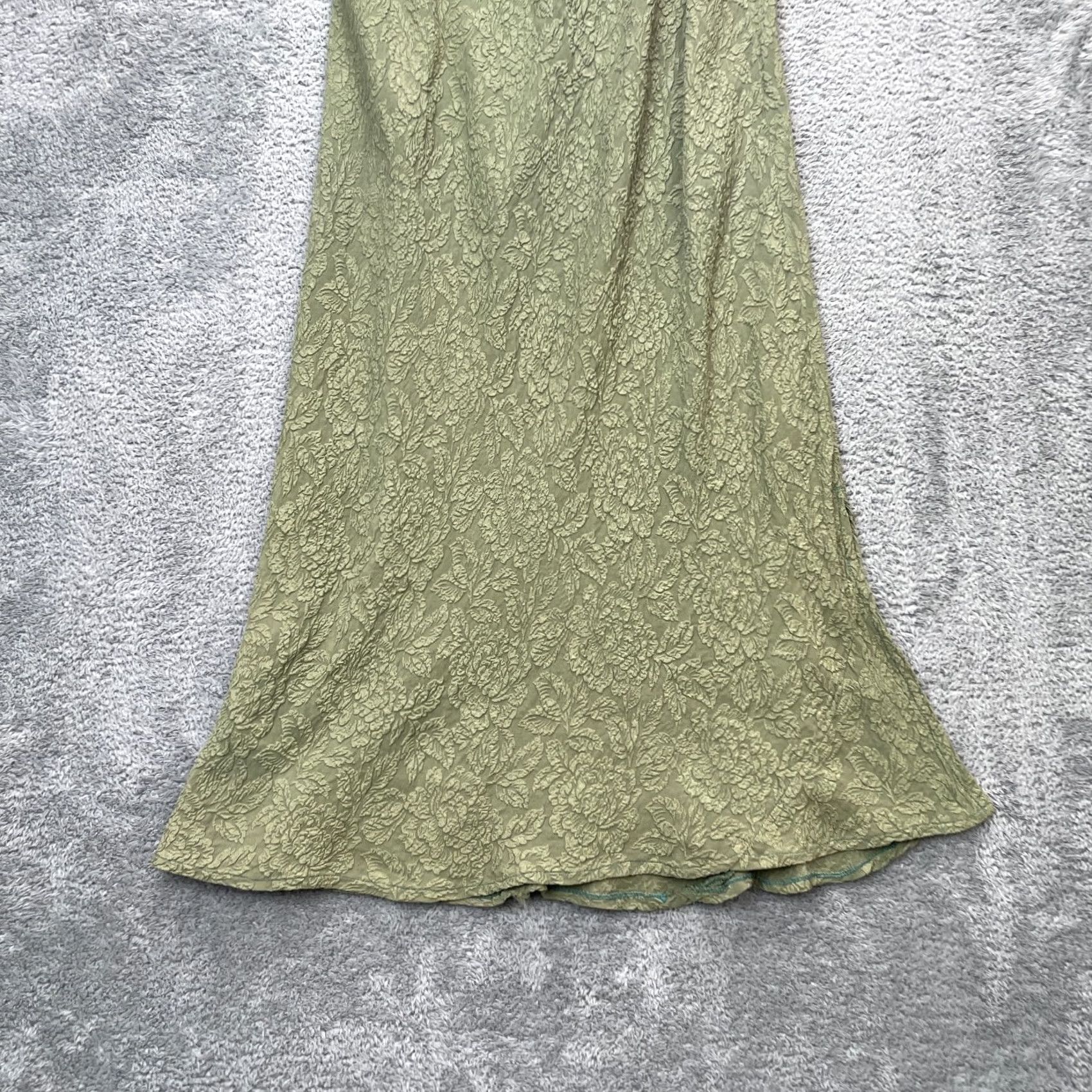Vintage VINTAGE URU Skirt Womens S Green Maxi Floral Textured Front Slit Cottagecore Skirt City Retro Size 28" / US 6 / IT 42 - 2 Thumbnail