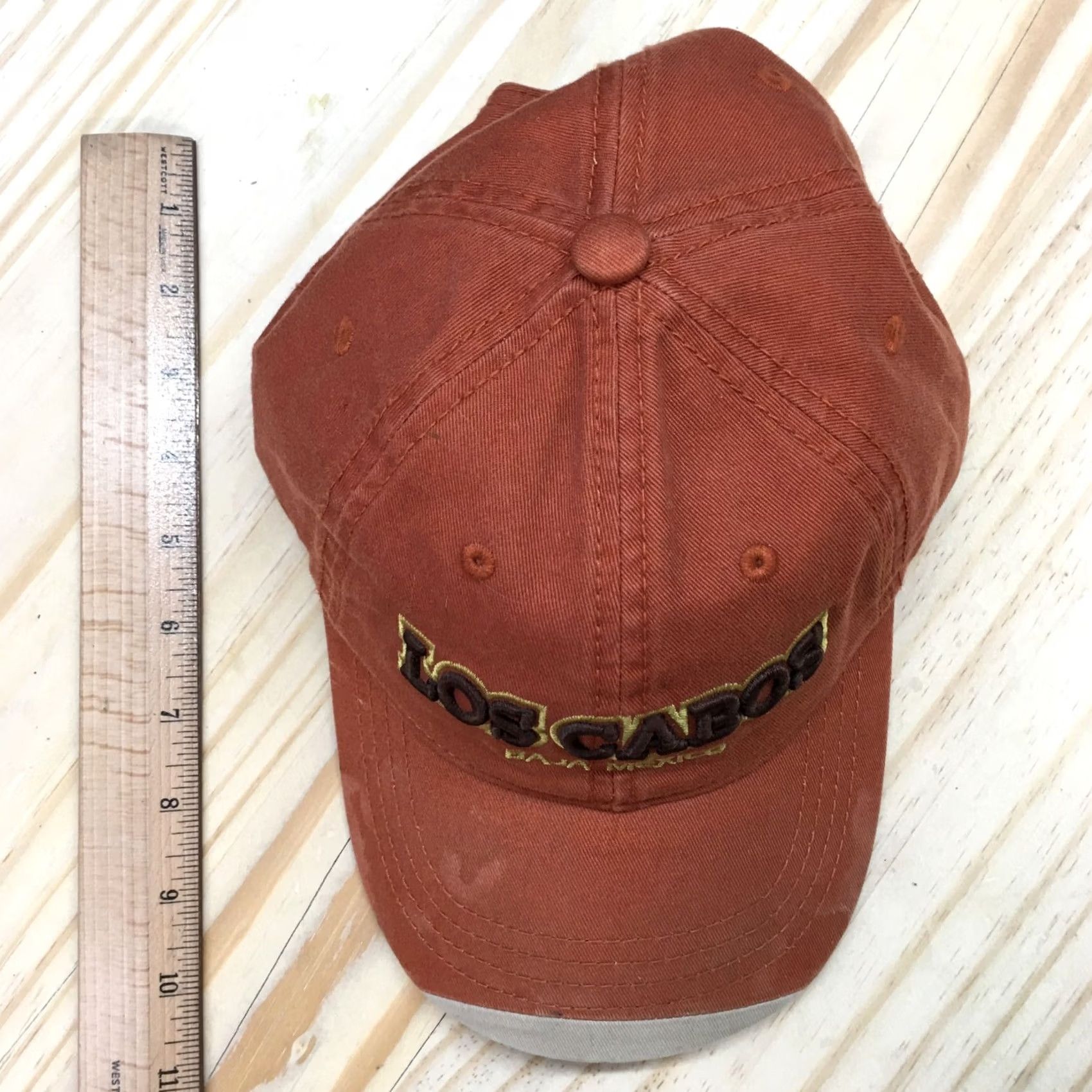 Vintage Explosion Los Cabos Baseball Hat Men Orange OS Curved Brim Embroidered Logo Size ONE SIZE - 4 Thumbnail