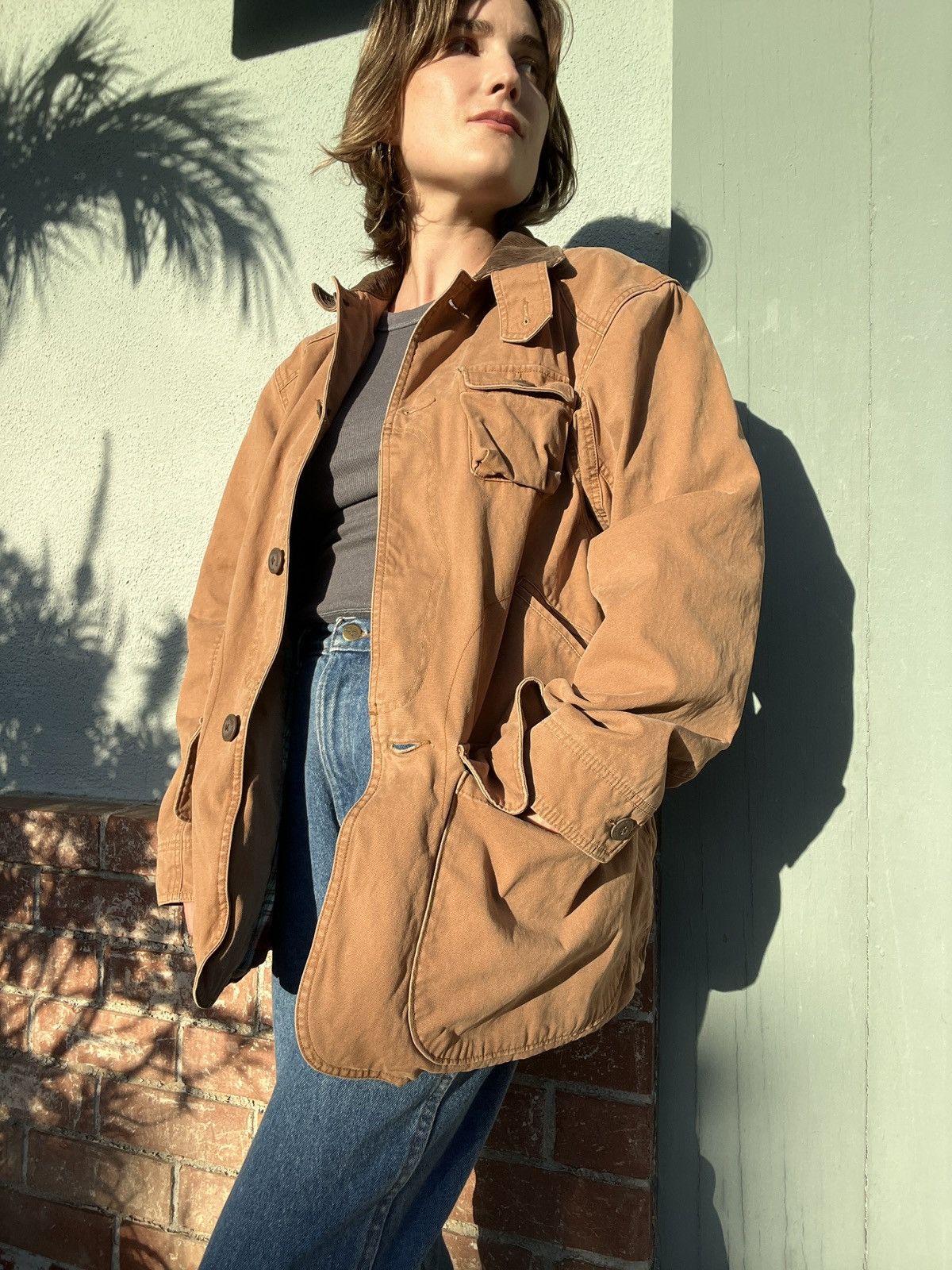 Other Faded warm tan canvas utility / chore jacket Size US M / EU 48-50 / 2 - 3 Thumbnail