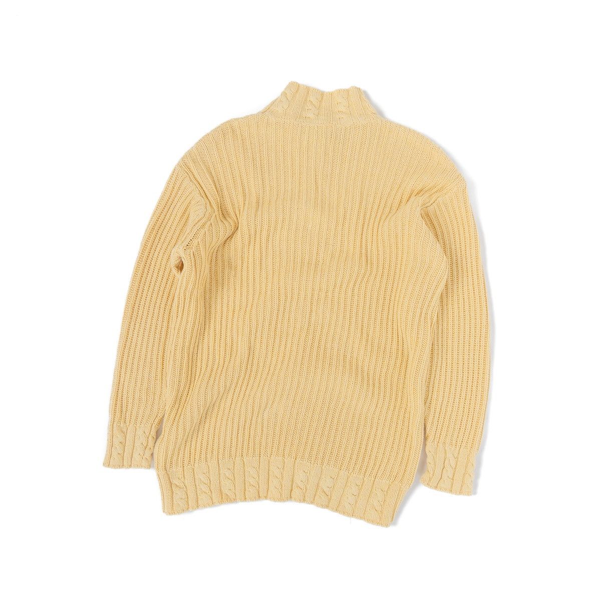 Vintage Vintage Wmns Yellow Cable Knit Sweater High Neck Ribbed Knit Size M / US 6-8 / IT 42-44 - 4 Thumbnail