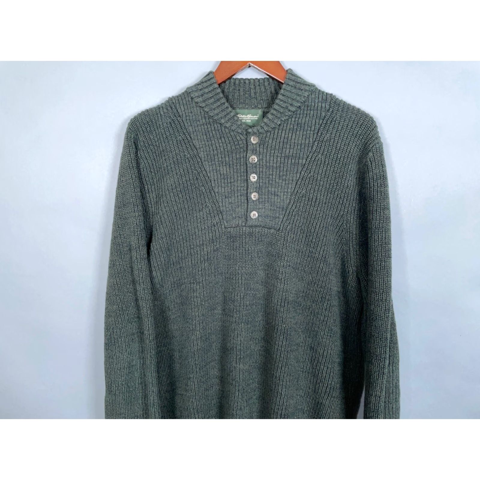 Eddie Bauer VINTAGE Eddie Bauer Men’s Large Green Henley Sweater Shirt? Size US L / EU 52-54 / 3 - 4 Thumbnail