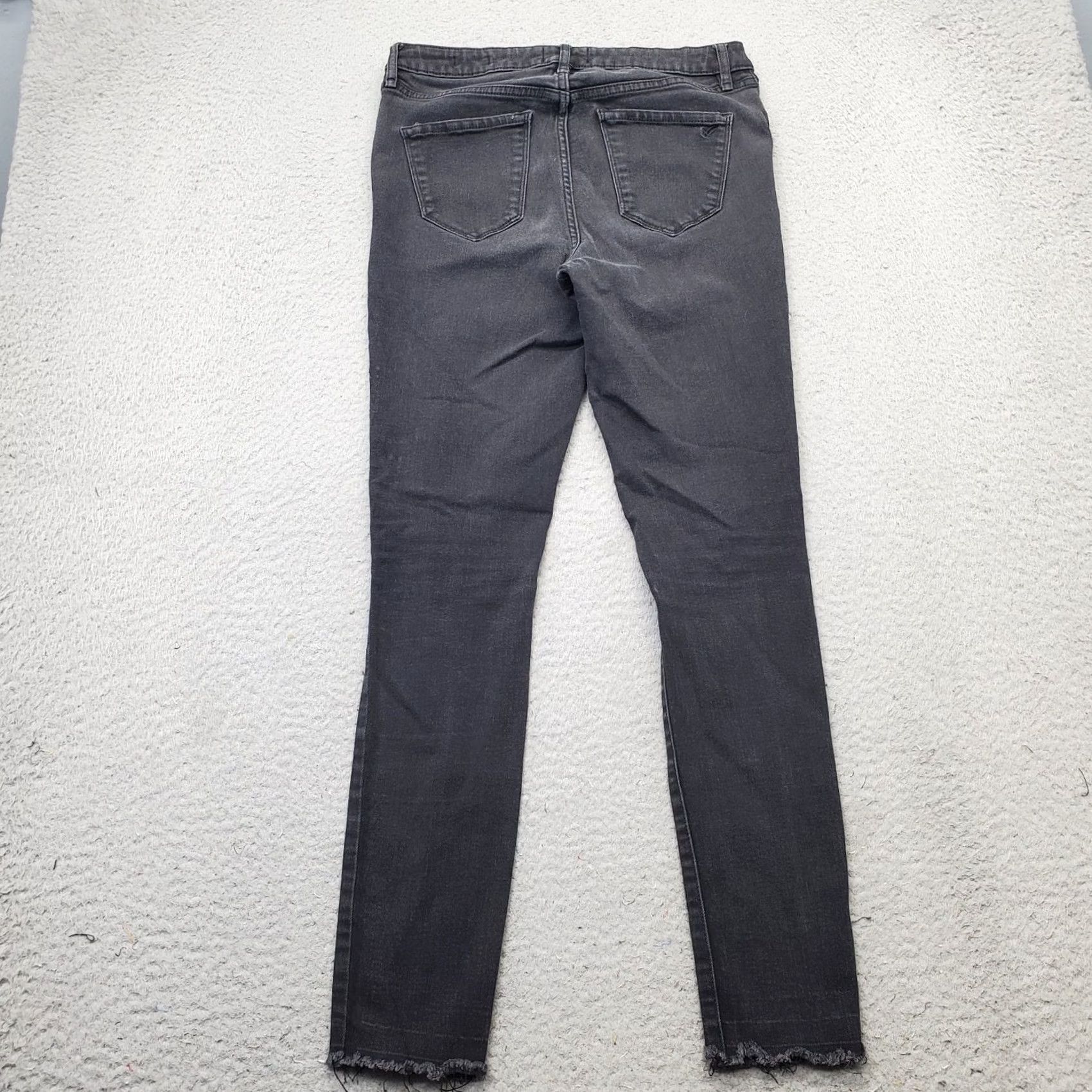 Vintage William Rast Womens 29 Black Denim Skinny Jeans High Rise Distressed Raw Hem Jeans Size 29" - 2 Thumbnail