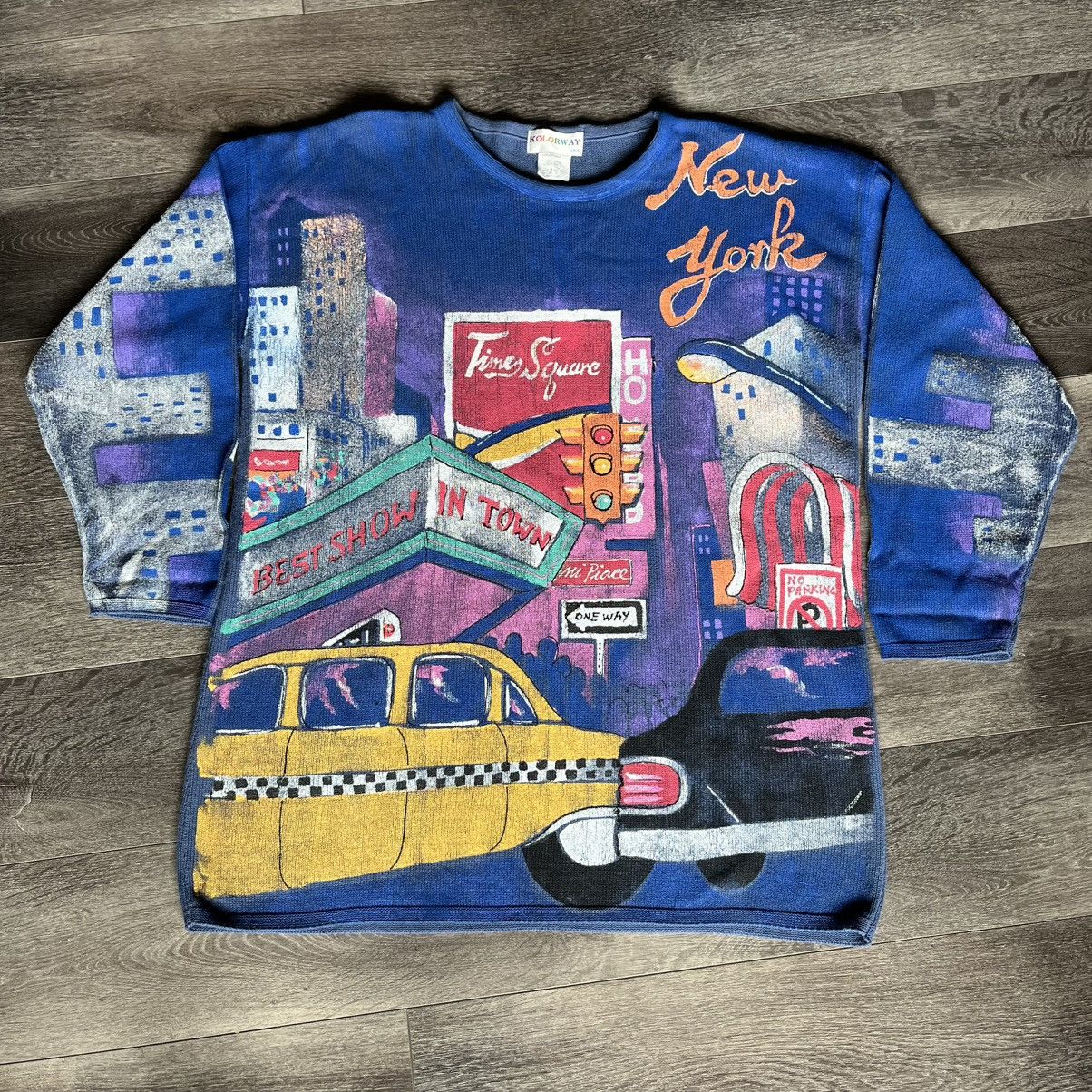 Vintage Vintage Y2K Kolorway USA New York City Hand Painted Pullover Size XL / US 12-14 / IT 48-50 - 1 Thumbnail