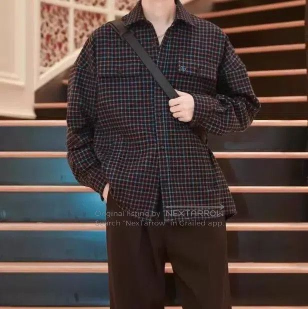 Gucci Gucci Colour-matched double G embroidered plaid wool lapel Size US S / EU 44-46 / 1 - 9 Thumbnail