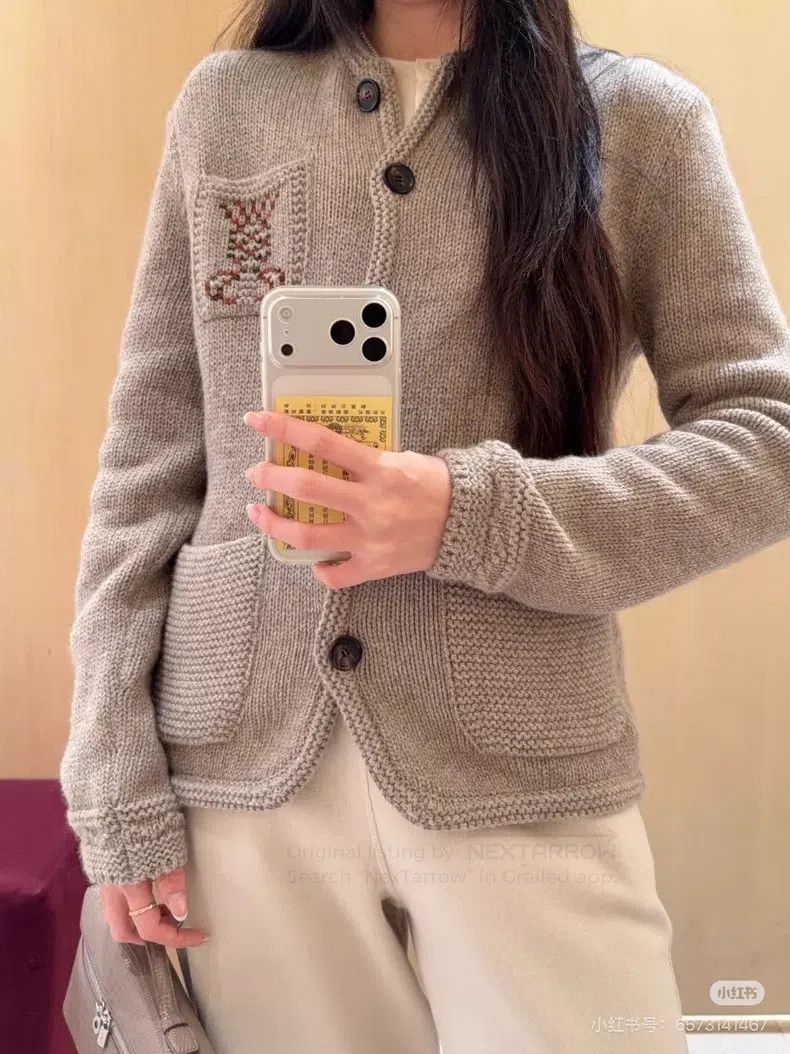 Loro Piana Loro Piana Autumn/Winter 2025 Oatmeal Cashmere Knit Jacket Size XL / US 12-14 / IT 48-50 - 8 Thumbnail