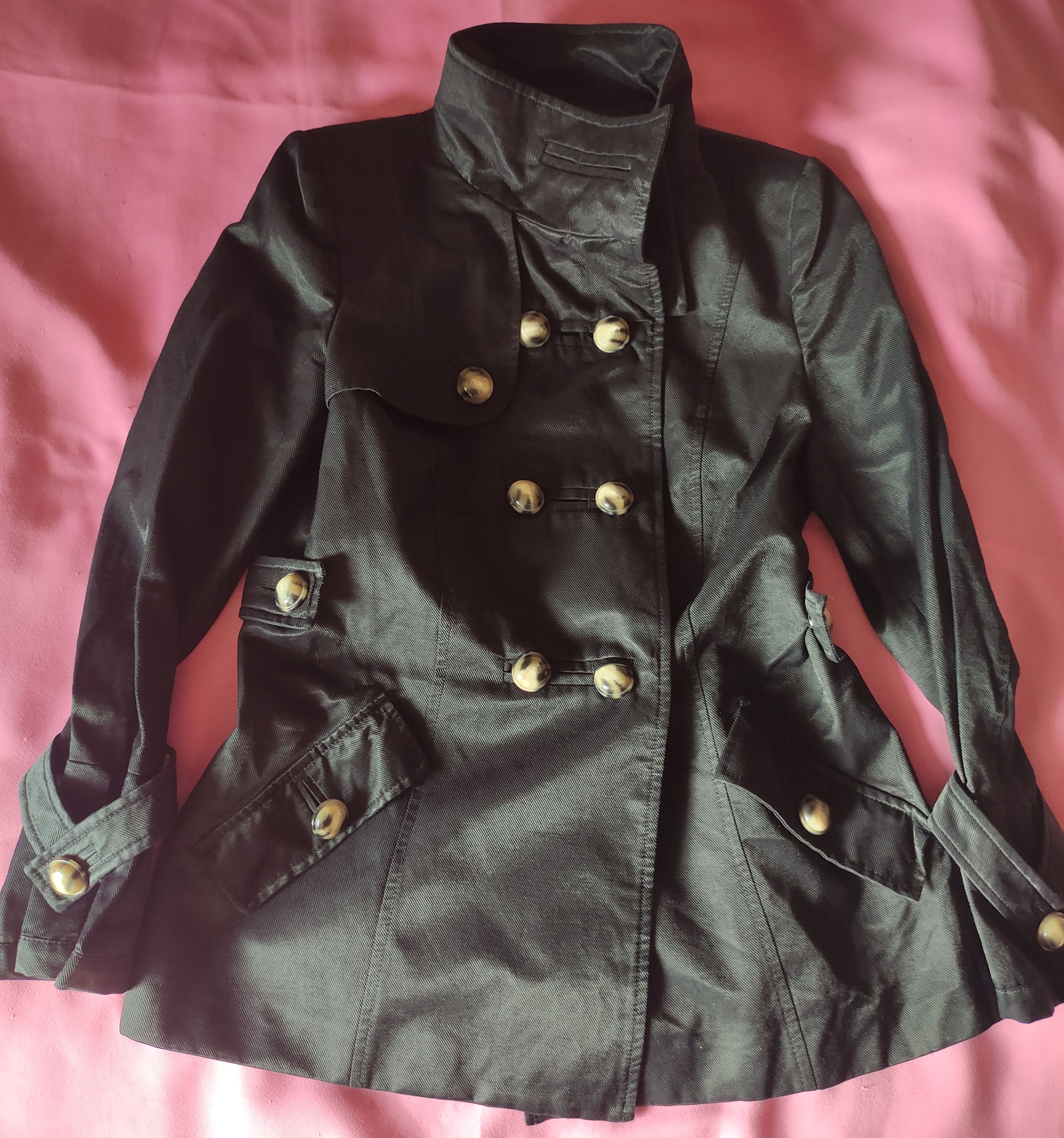Designer × Vintage Vintage Gothic Formula Joven Black Cotton Trenchcoat Peacot Size M / US 6-8 / IT 42-44 - 9 Thumbnail