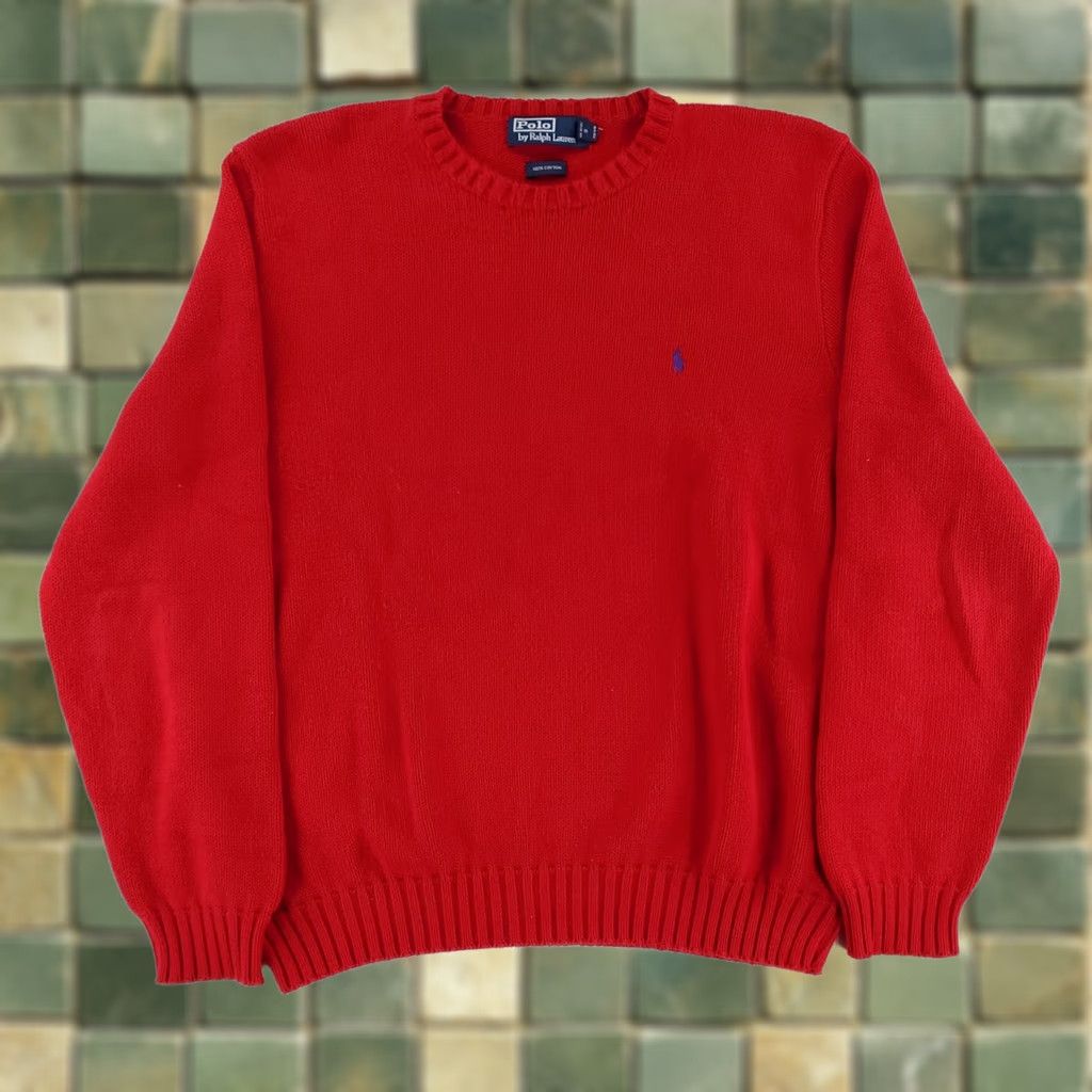 Polo Ralph Lauren Polo Ralph Lauren Fishermans Sweater Pullover Crew Neck Red XL Mens Size US XL / EU 56 / 4 - 1 Thumbnail