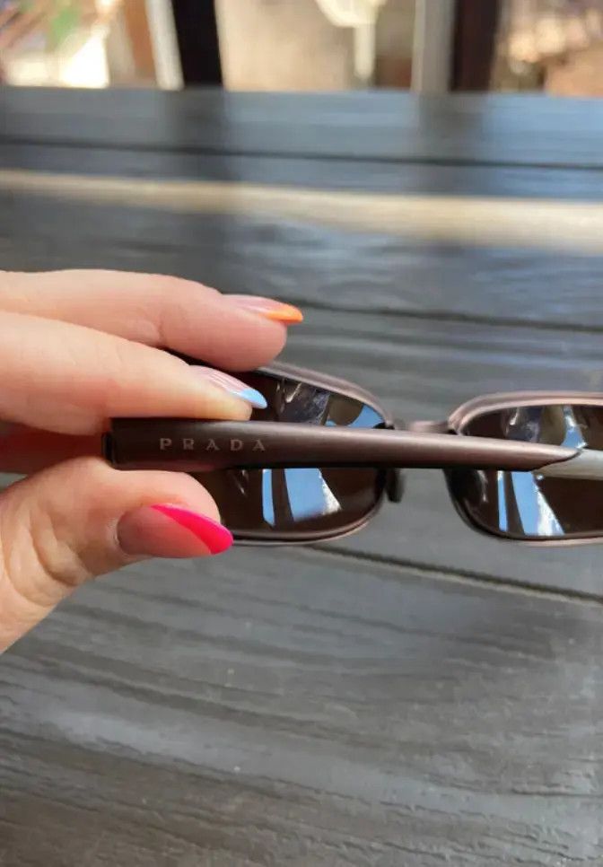 Prada × Vintage PRADA Sunglasses Rectangle Wrap Shield Symbole Star Flame Size ONE SIZE - 3 Thumbnail
