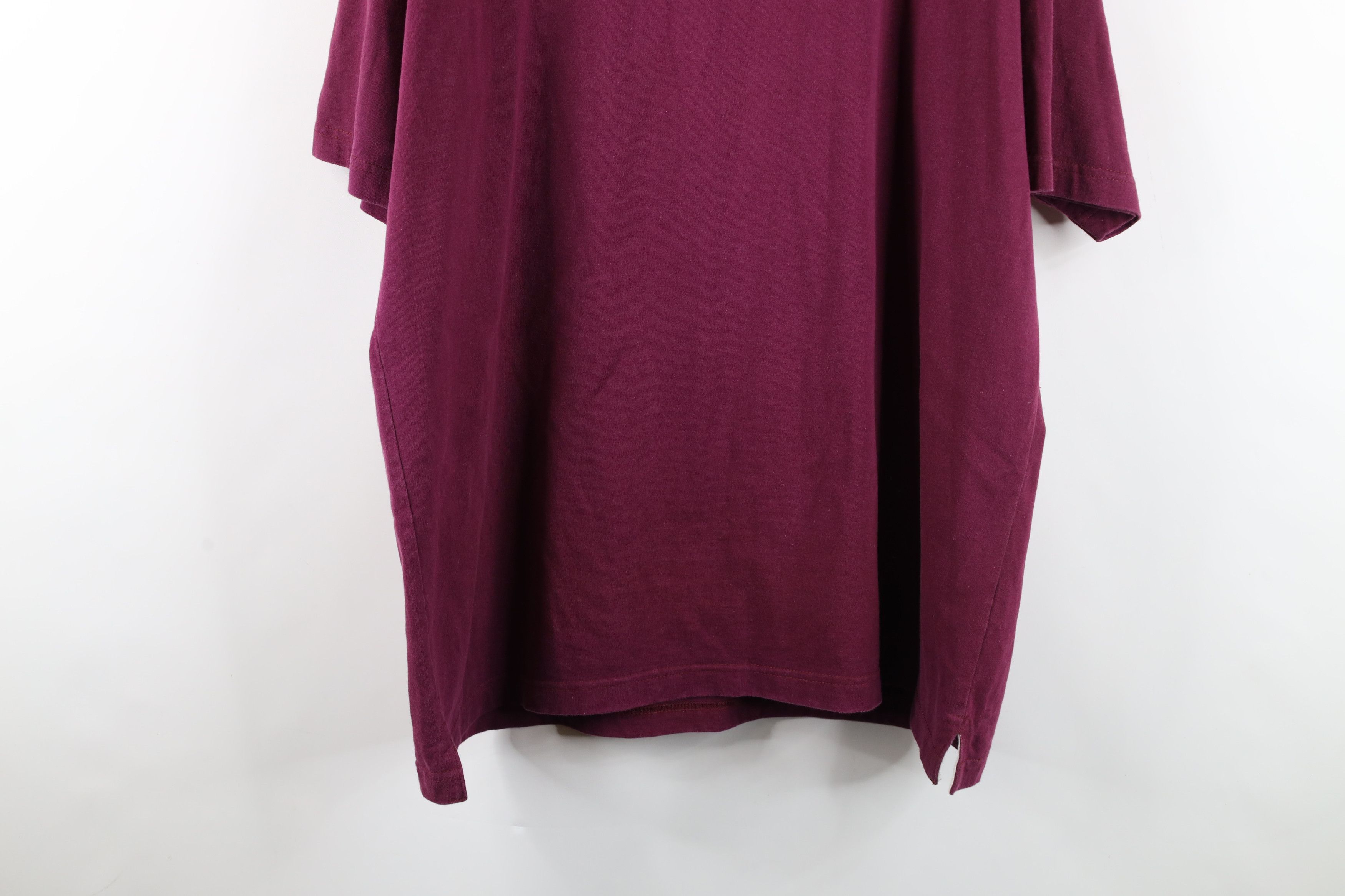 Vintage Vintage 90s Streetwear Blank Baggy Fit Henley T-Shirt Maroon Size US L / EU 52-54 / 3 - 15 Thumbnail