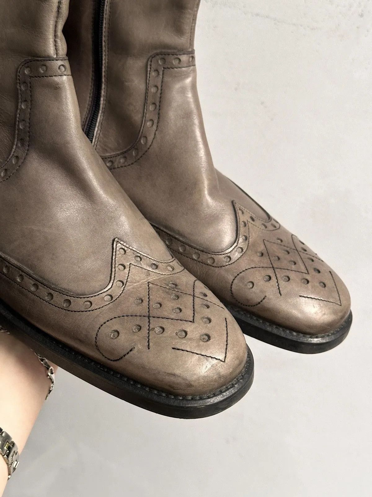 COWBOYS Leather brown chelsea MILITARY boots western Italy