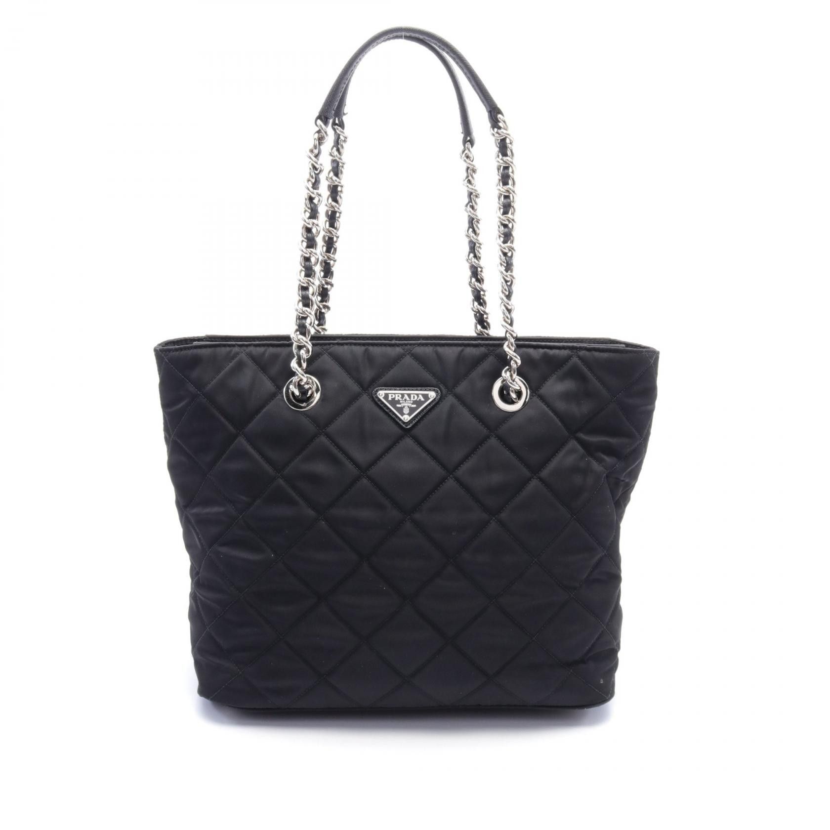 Prada Prada Tessuto Quilted Chain Tote Bag Canvas Tote Bag 1BG017 in Very Good Condition Size ONE SIZE - 1 Thumbnail