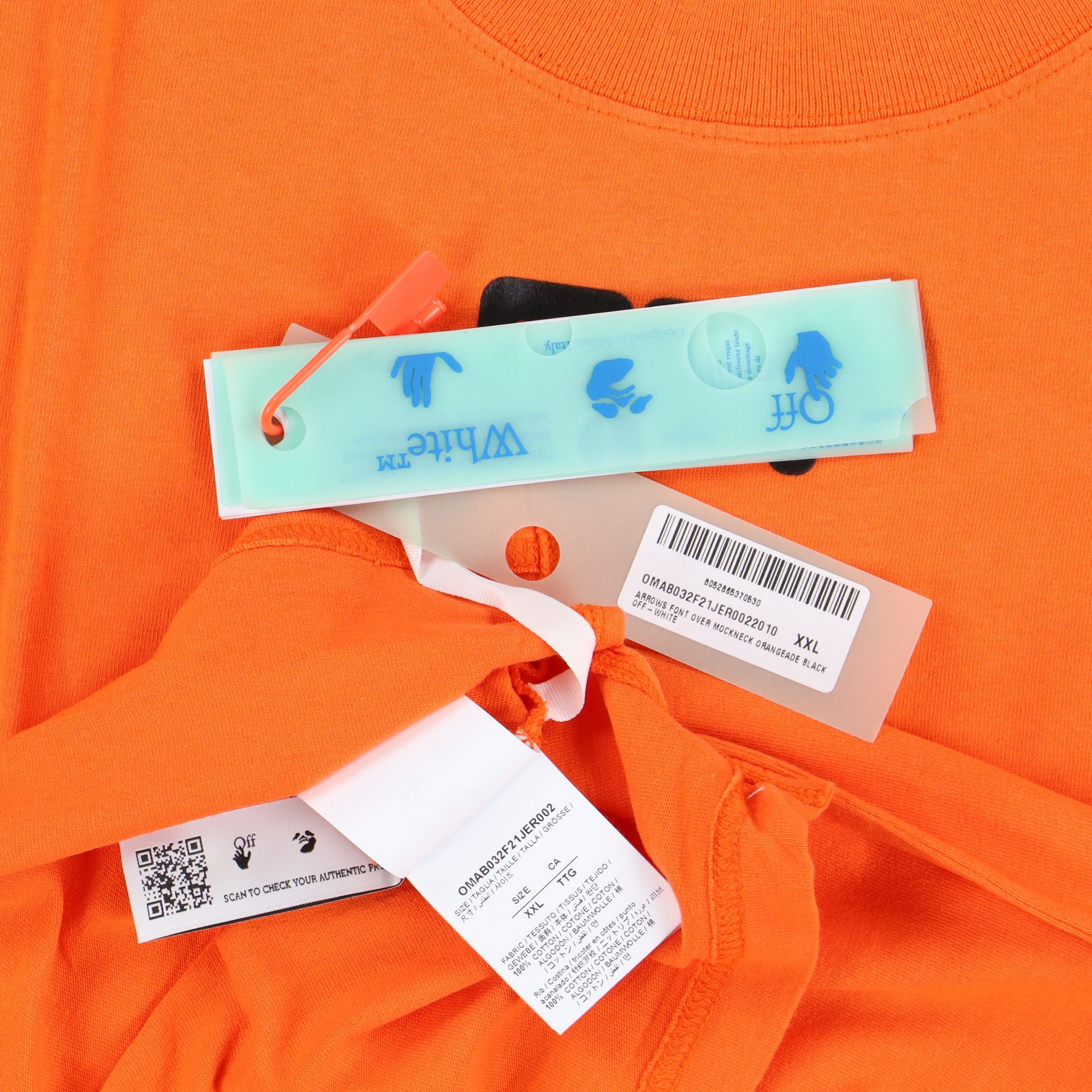 Off-White Orange Arrows Font Oversized Long Sleeve Mock Neck T-Shirt Size US XXL / EU 58 / 5 - 6 Thumbnail