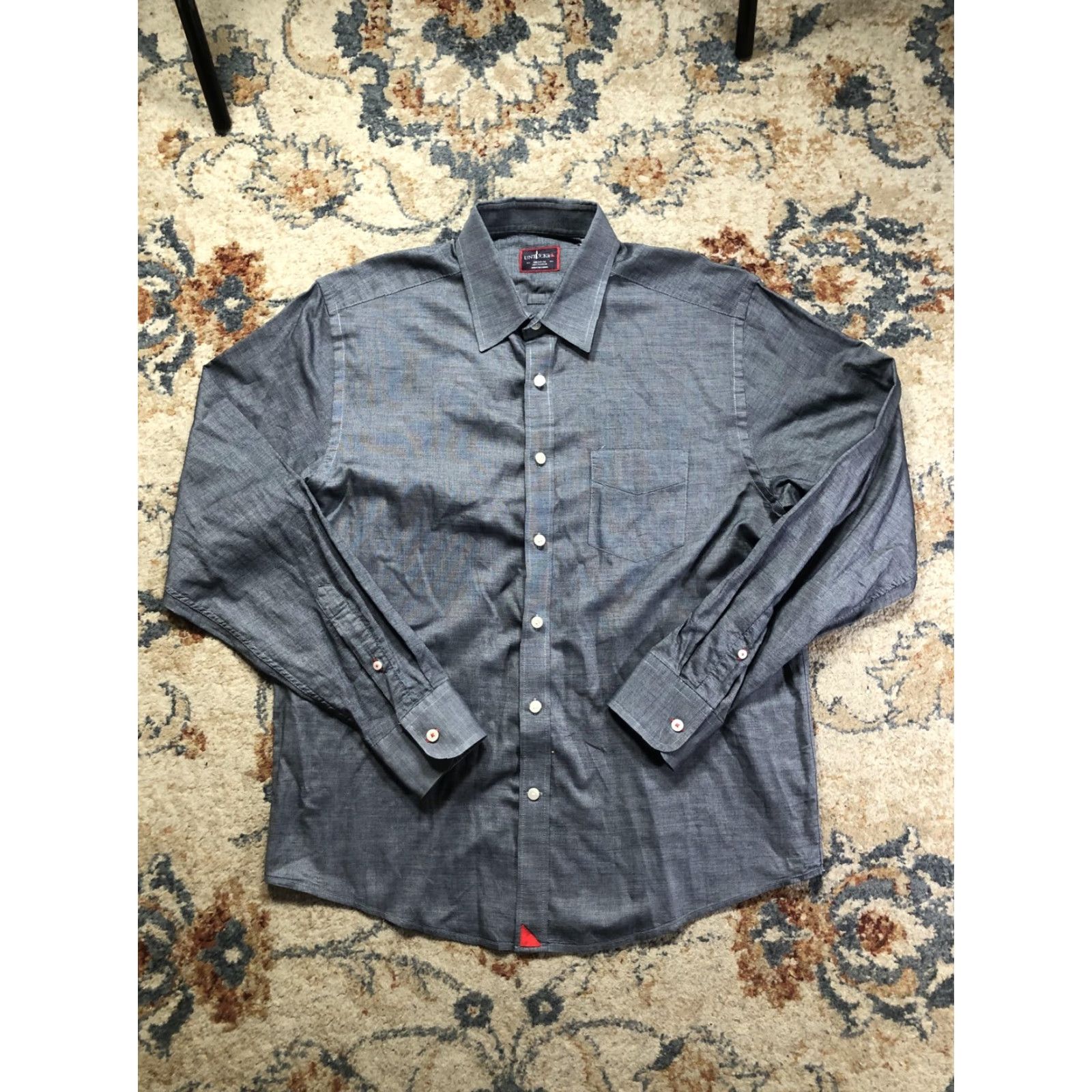 UNTUCKit UNTUCKit Shirt Mens M Gray Chambray Cotton Long Sleeve Button Up Casual Size US M / EU 48-50 / 2 - 2 Thumbnail