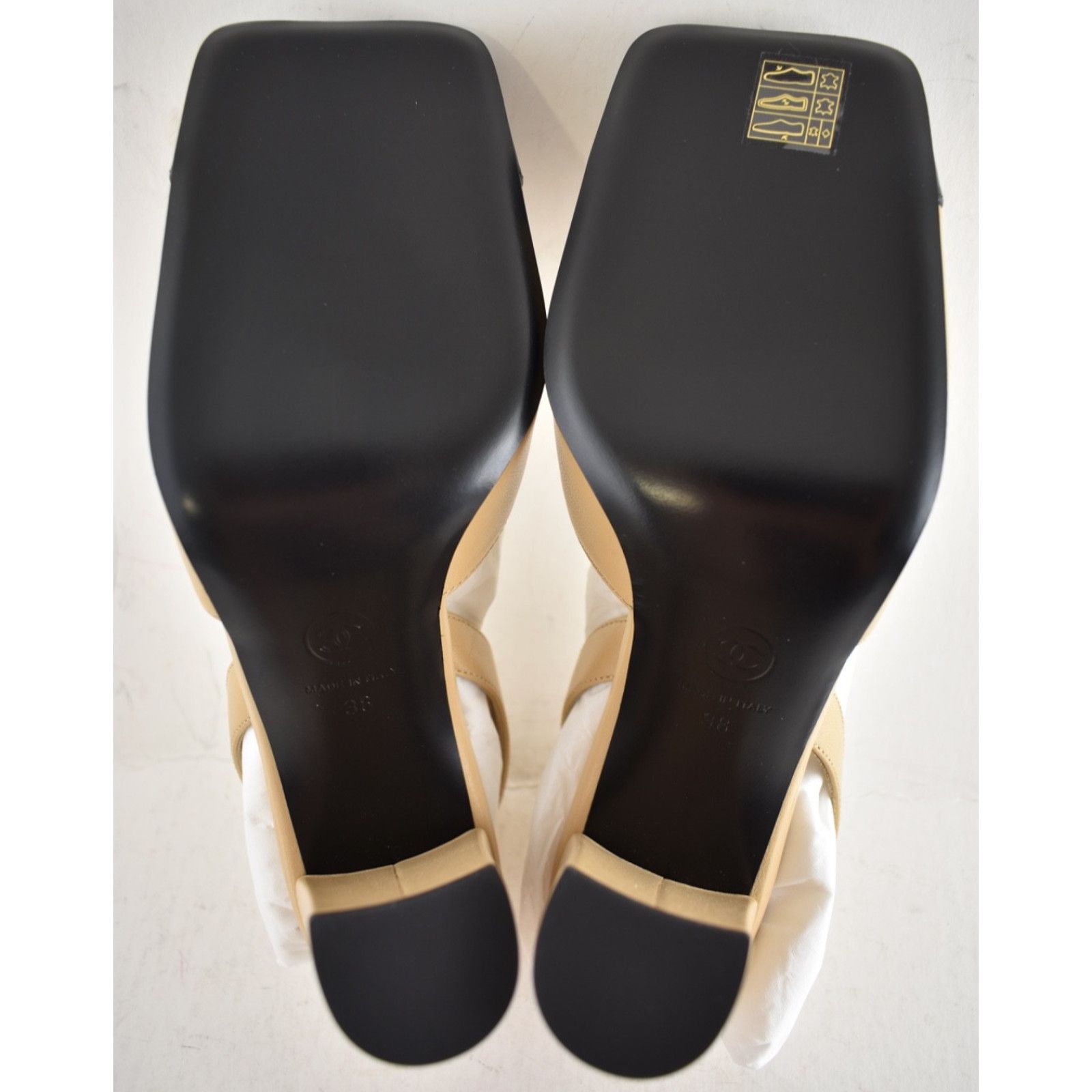 Chanel Chanel 26S Beige Black Square Toe CC Slingback Pump 38 Size US 8 / IT 38 - 17 Thumbnail