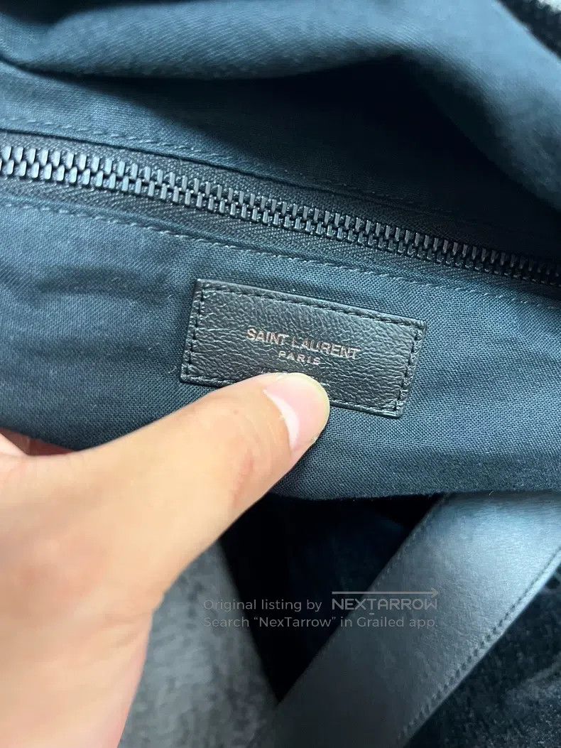 Saint Laurent Paris Saint Laurent Paris Black Velvet Logo Embroidered Travel B Size ONE SIZE - 6 Thumbnail