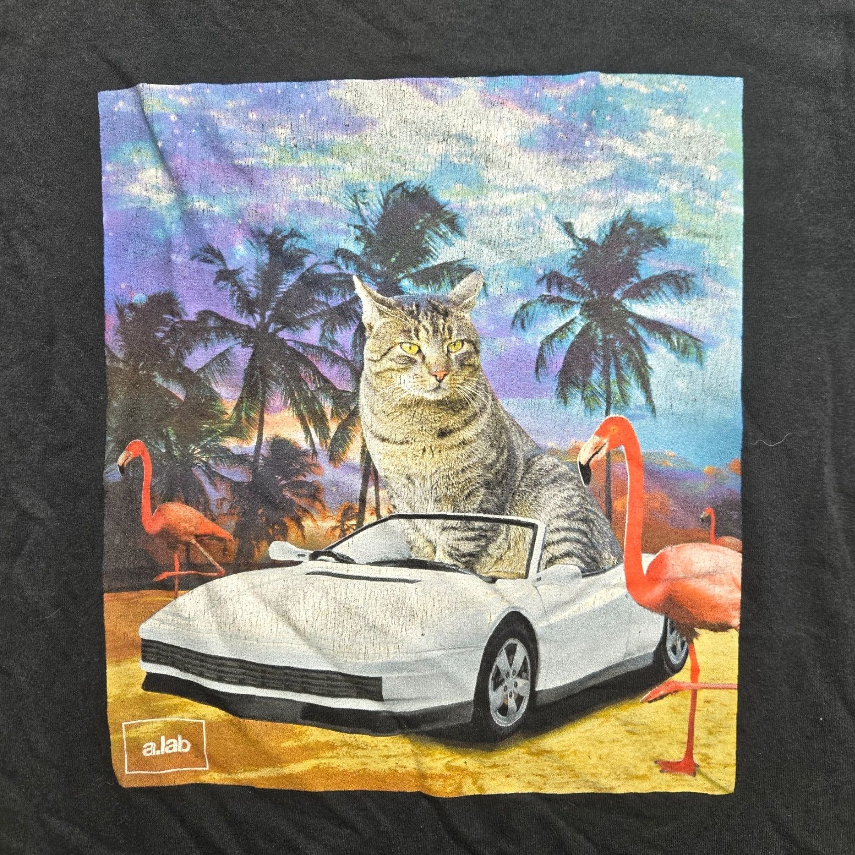 Vintage G Lab Tee Shirt Graphic Cat Flamingo Sports Car Black Adult M Medium Mens Shirt Size US M / EU 48-50 / 2 - 2 Thumbnail