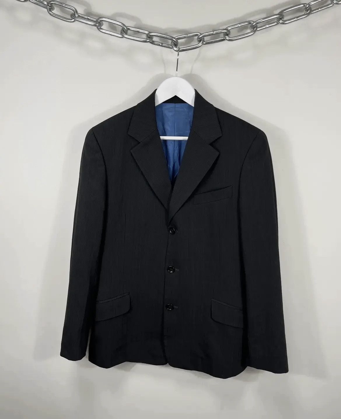 Dolce & Gabbana × Vintage Vintage Dolce & Gabanna Striped Dark Gray Wool Blazer Jacket Size 42R - 1 Thumbnail