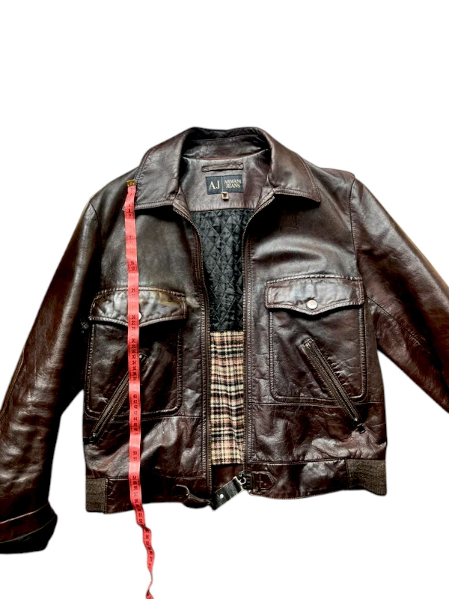 Giorgio Armani Armani Jeans Brown Leather Bomber Jacket Size US M / EU 48-50 / 2 - 8 Thumbnail