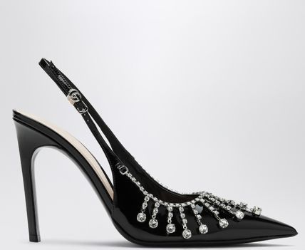 pump with crystal chain 105mm in black