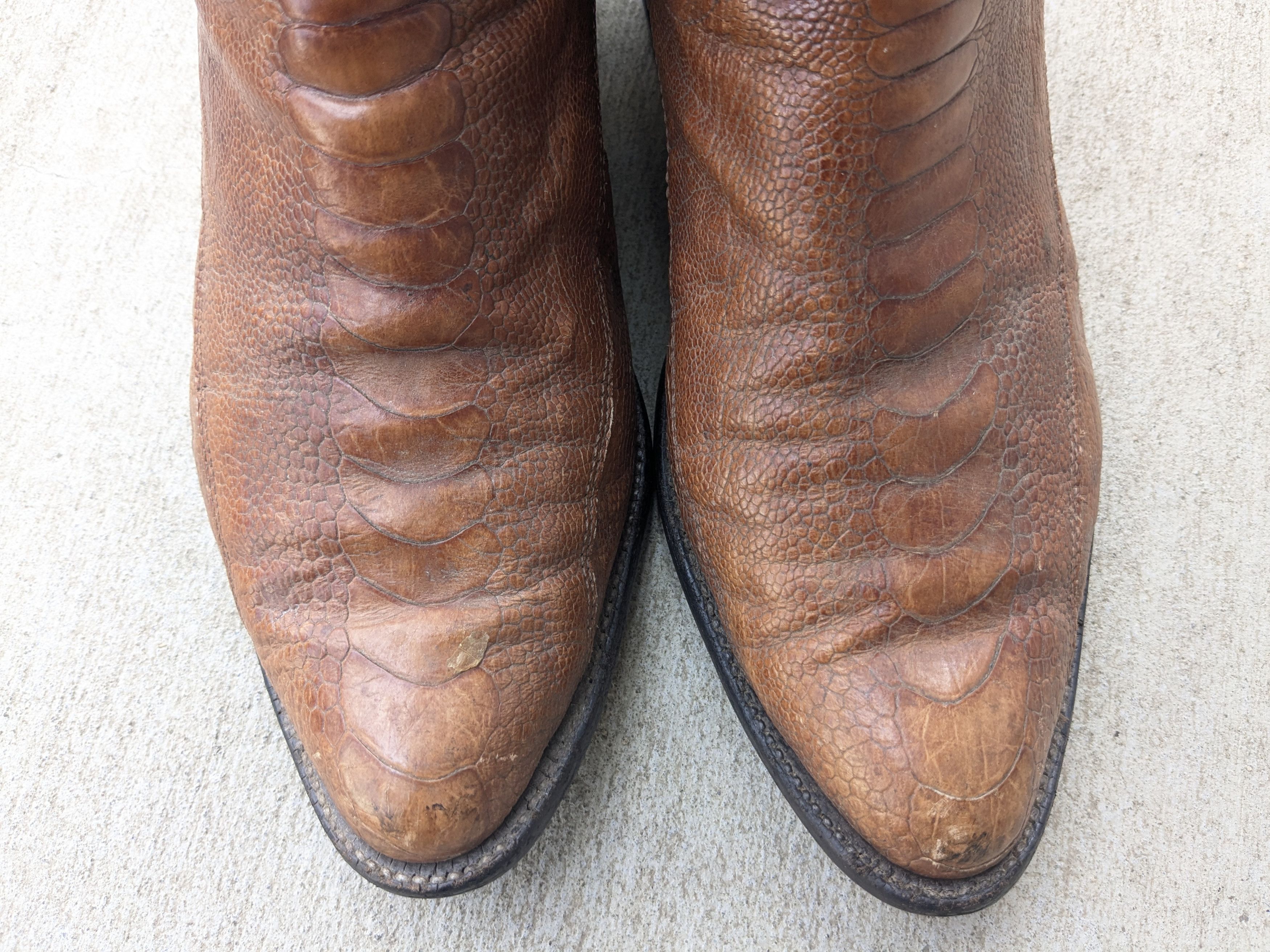 Genuine Leather Panhandle Slim Cowboy Boots 10 D Brown Mexico Botas Size US 10 / EU 43 - 3 Thumbnail