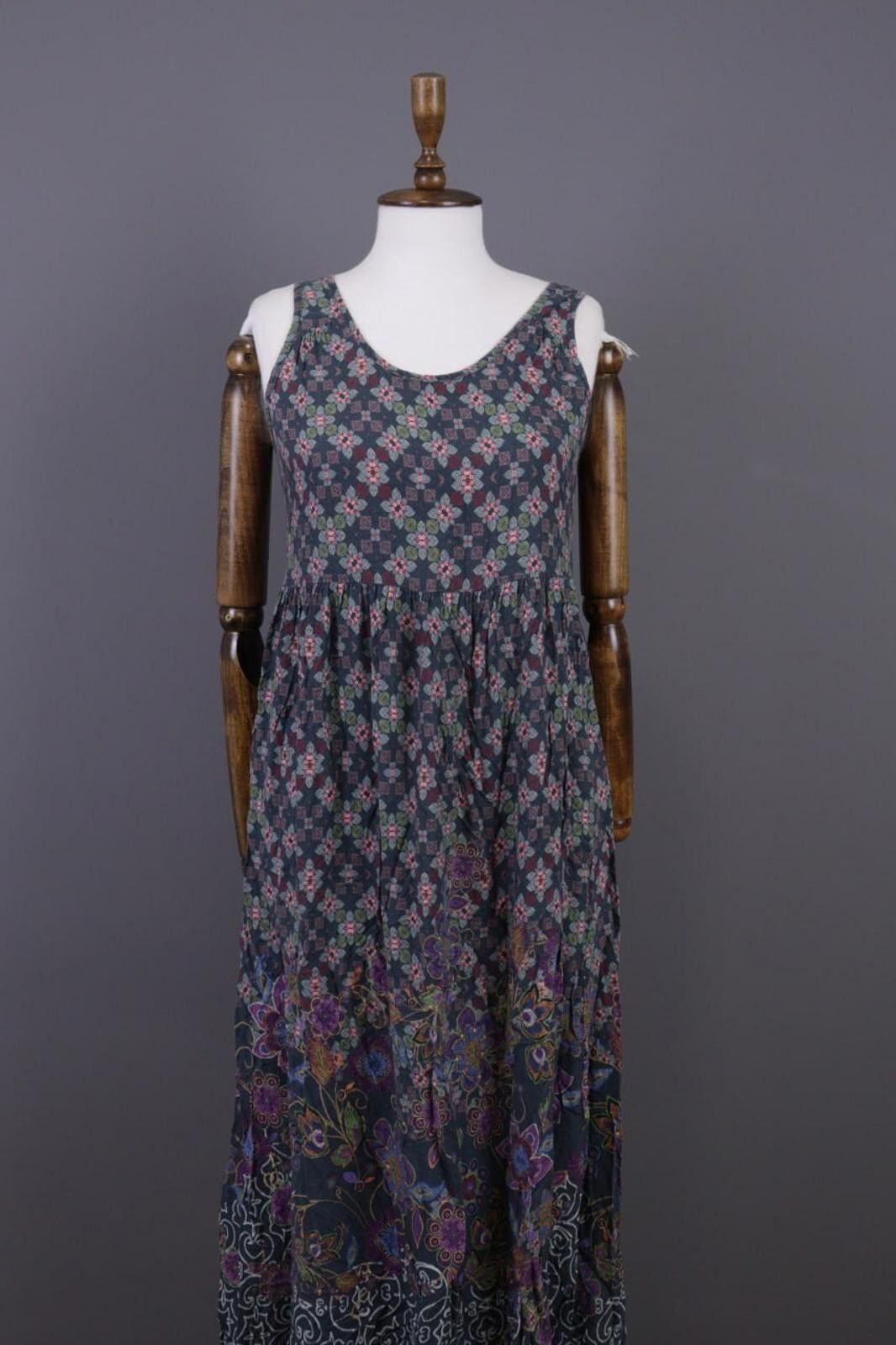 Designer Deerberg Gray Floral Multicoloured A-Line Long Dress Size S Size S / US 4 / IT 40 - 1 Thumbnail