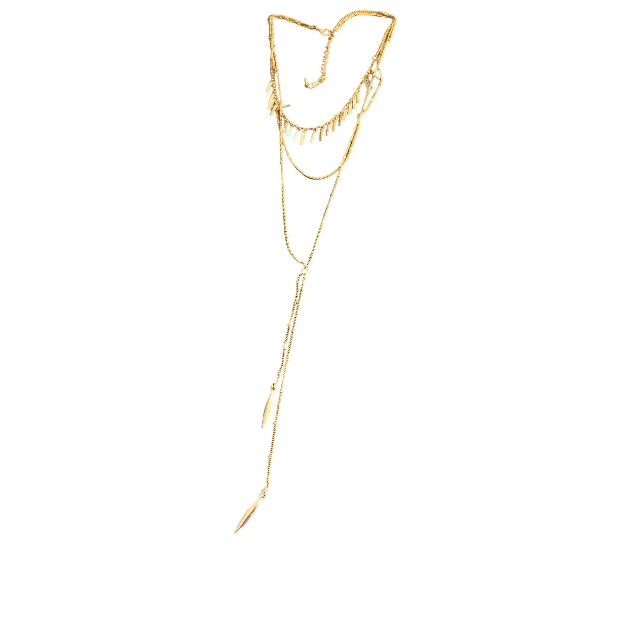 Other Gold Tone Layered Tassel Chain Y Necklace Multi Strand Fring Size ONE SIZE - 1 Thumbnail