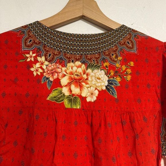 Farm Rio FARM Rio Red Floral Bohemian Kimono Dress – XS (PP) Size XS / US 0-2 / IT 36-38 - 7 Thumbnail