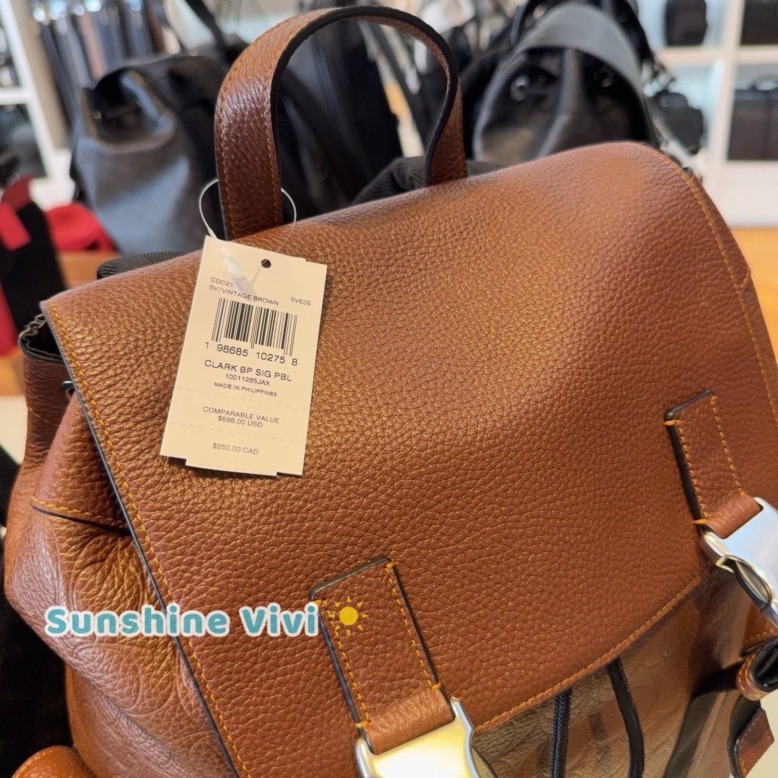 Coach NWT COACH MEN'S Clark Backpack Silver/Vintage Brown CDC21 Size ONE SIZE - 2 Thumbnail