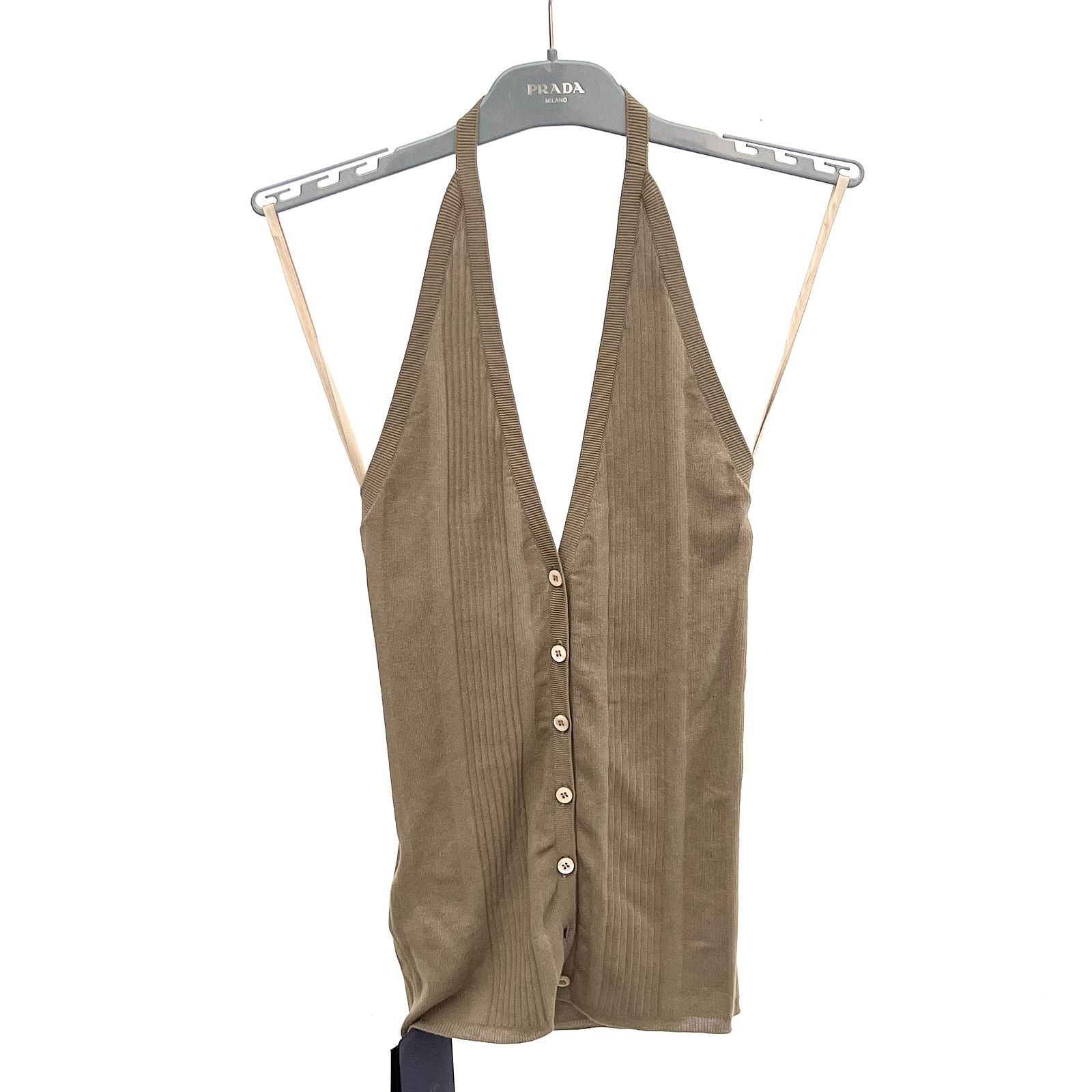 Prada Prada Ribbed Buttoned Halter Top Size 38 Size XS / US 0-2 / IT 36-38 - 1 Thumbnail
