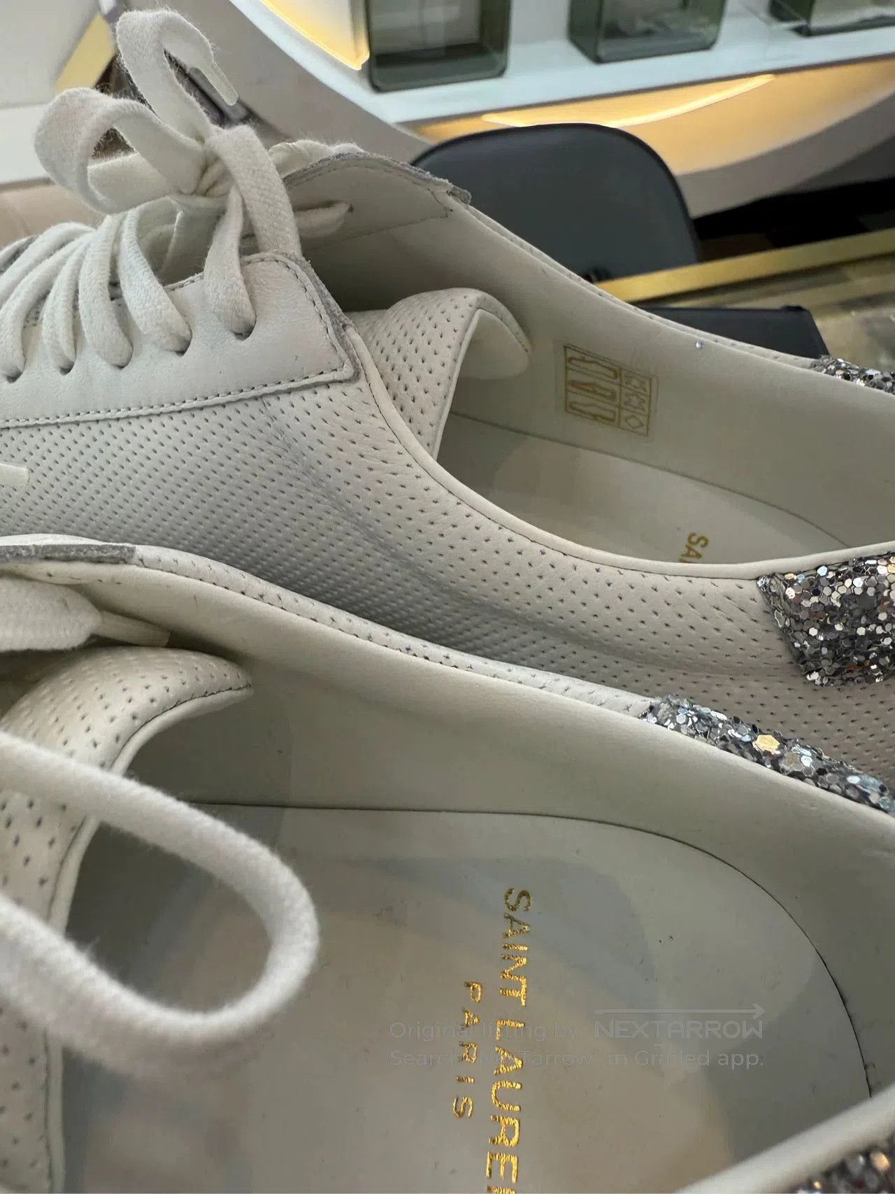 Yves Saint Laurent YSL Silver Diamond Tail White Sneakers. Size US 6 / IT 36 - 3 Thumbnail